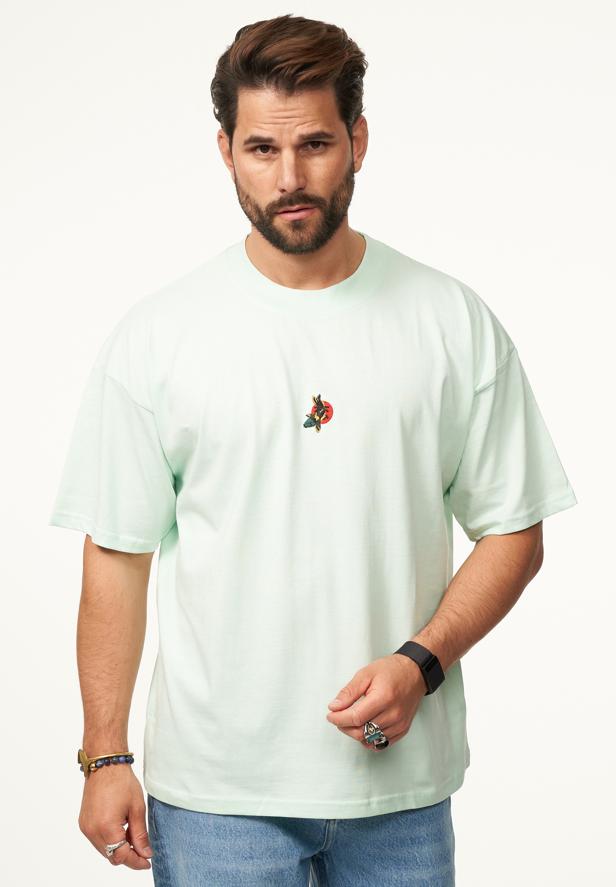 SOULSTAR T-Shirt »Kurzarm Oversize aus 100% Baumwolle mit Rundhalsausschnitt Crew Neck für Herren« Herren Oversize-Fit Kurzarm Shirt mit Rundhals-Ausschnitt
