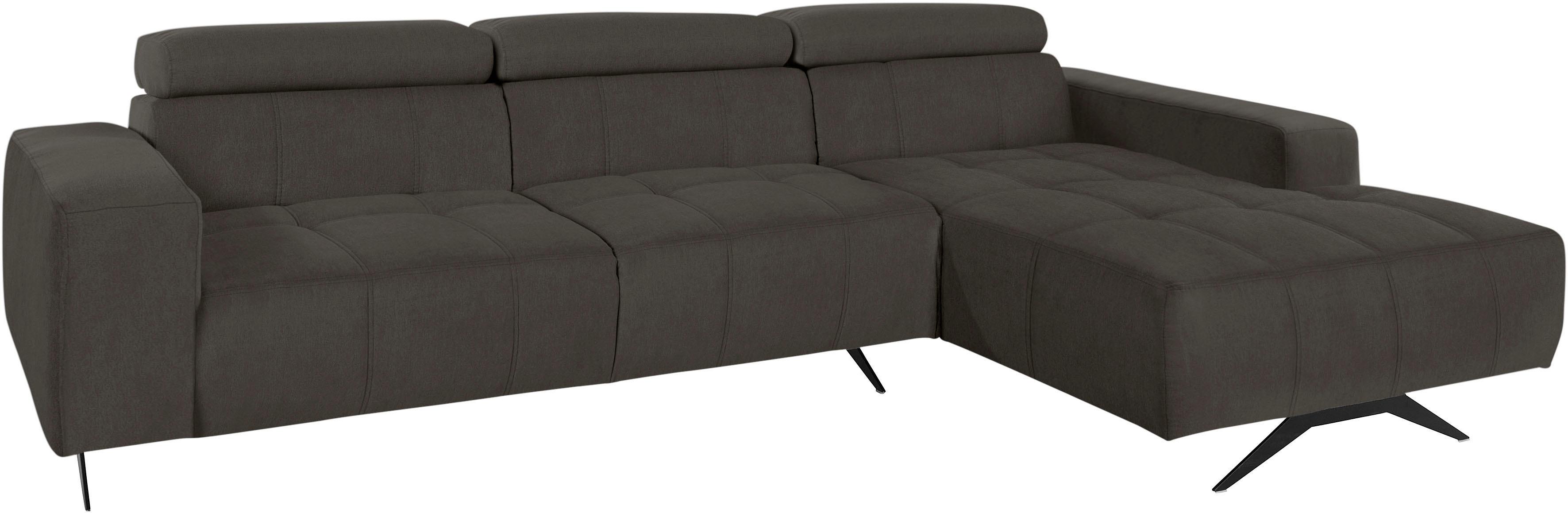 DOMO collection Ecksofa "Trento L-Form, mit Kufenfuß oder Einzelfuß" whlw. verstellbare Kopfteile, passend für gängige Saugroboter