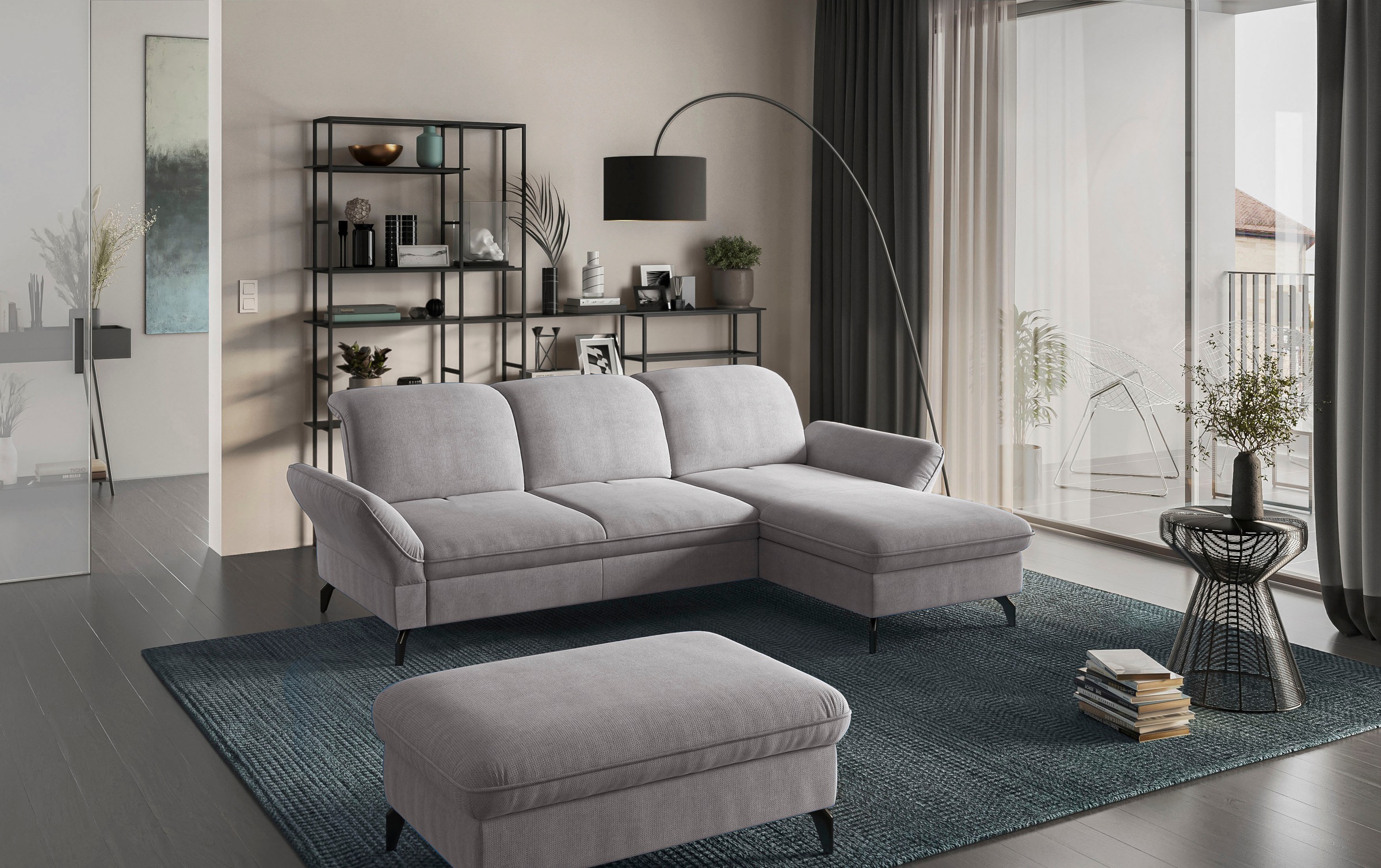 sit&more Ecksofa »Leandro L-Form«, Wahlweise mit Bett-, Kopfteil - und Armlehnfunktion, sowie Bettkasten