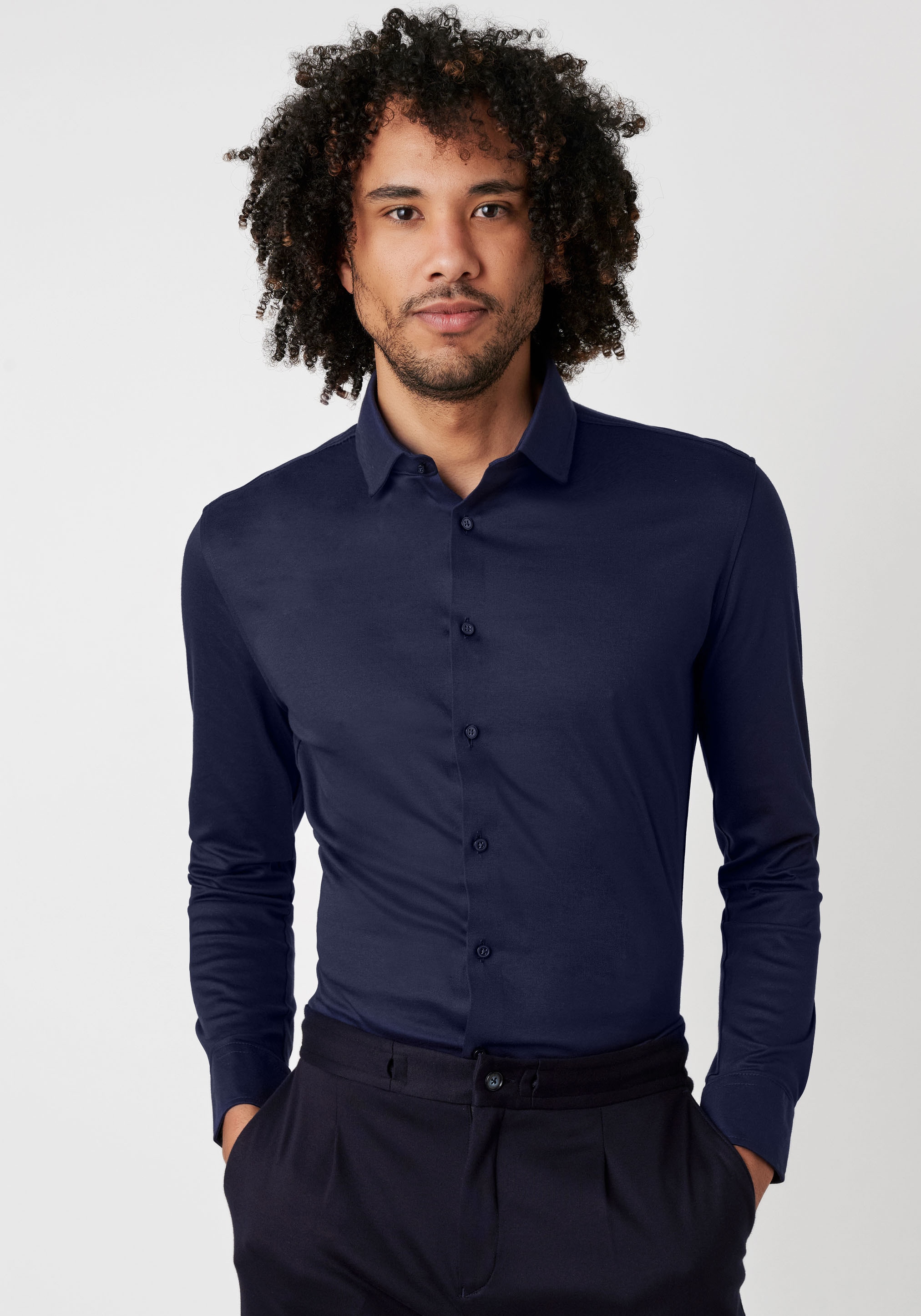 DESOTO Langarmhemd "Jerseyhemd Casual Kent langarm", Flexibler Stretch günstig online kaufen