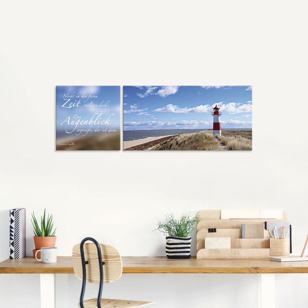 Artland Glasbild »Zitatenbild, Leuchtturm Sylt«, Sprüche & Texte, (2 St.)