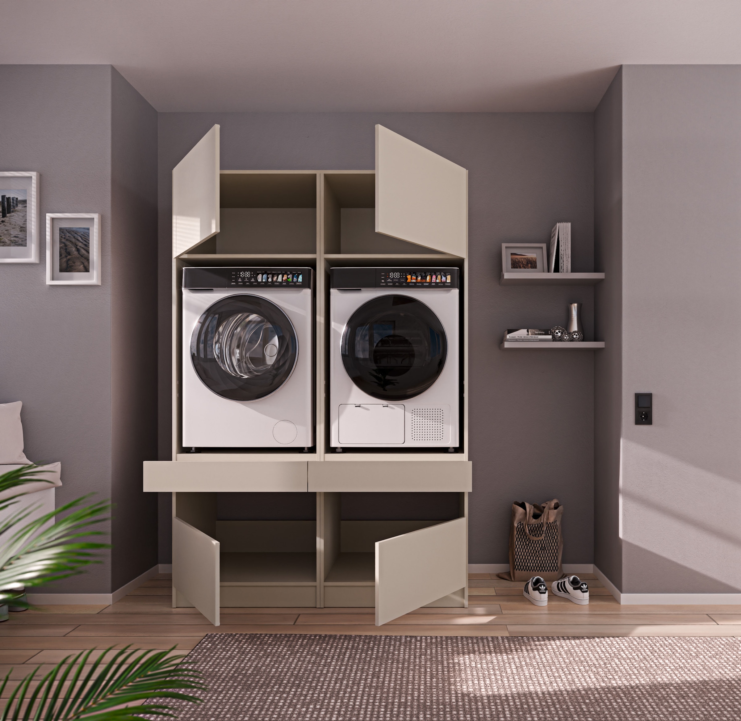 BASIC by Balculina Mehrzweckschrank-Set »Washhome B/T/H 135x68x200 cm« 2 Stk. tlg.