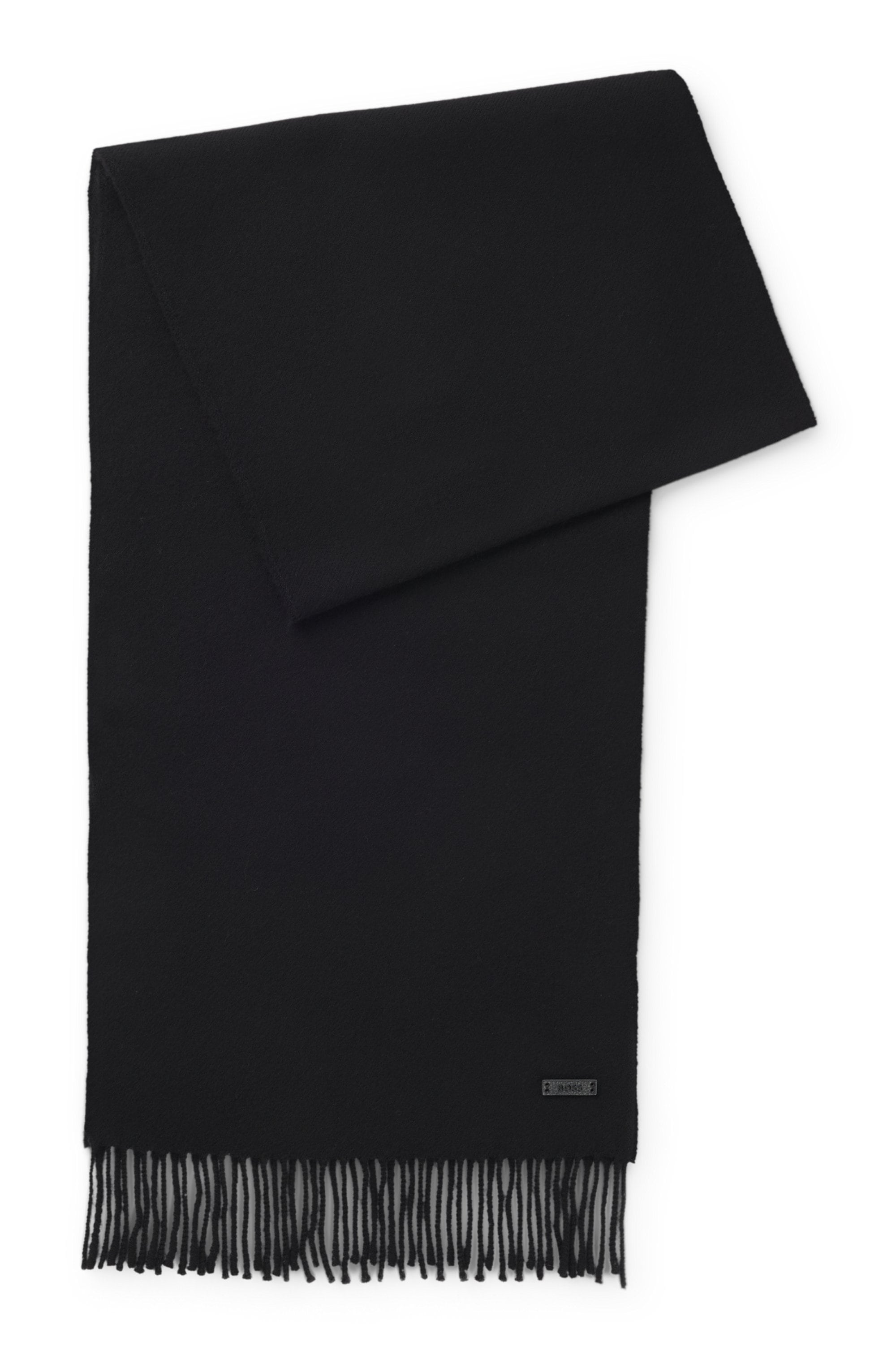 BOSS Wollschal "Naster 35*180", mit gedrehten Fransen 100% Wolle Lederlabel günstig online kaufen