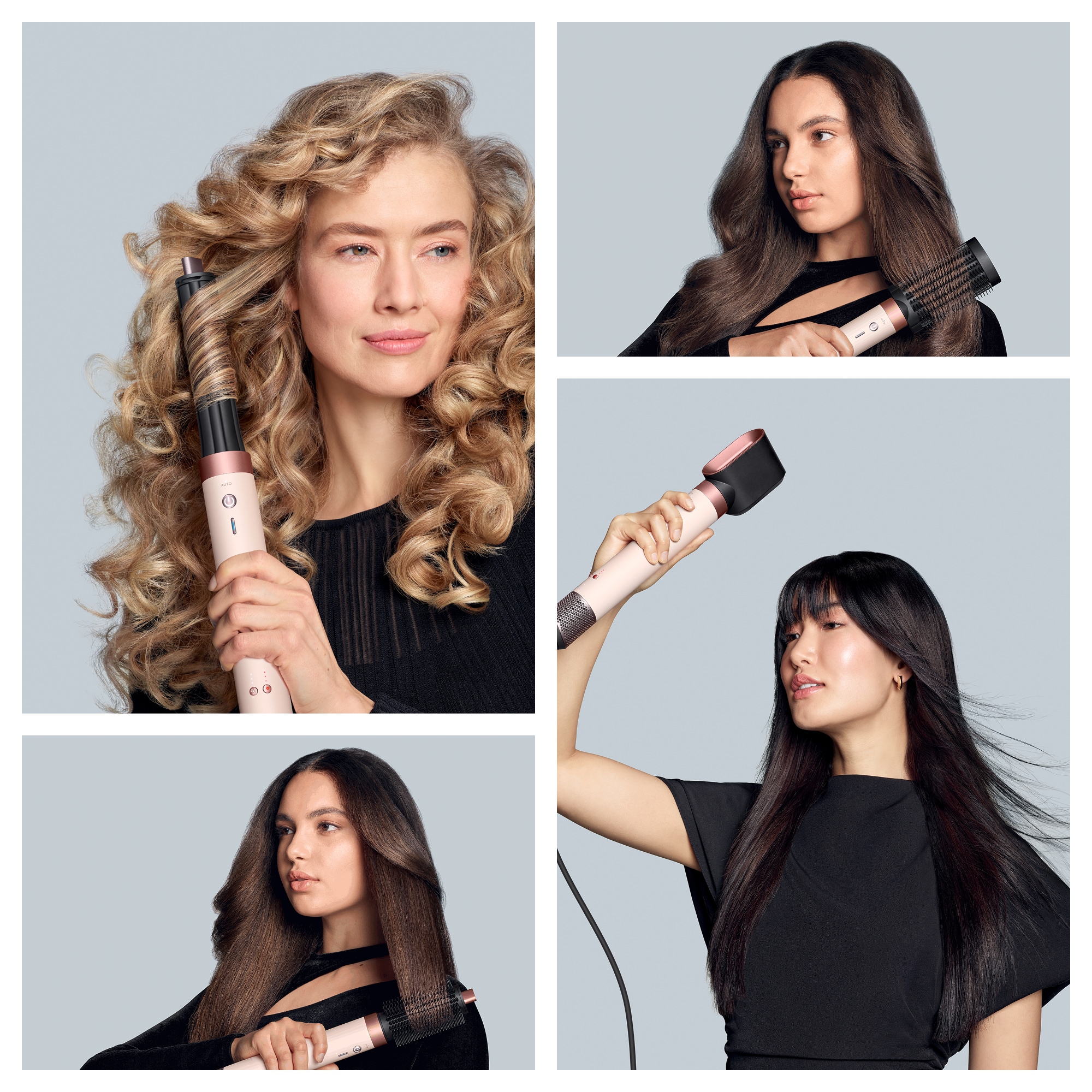 DYSON Multihaarstyler »und -trockner Dyson Airwrap Co-anda 2x™ Straight+Wavy Samtrot/Gold« 6 Aufsätze 6-in-1-Styling. 2-mal stärkerer Luftstrom für mehr Leistung.
