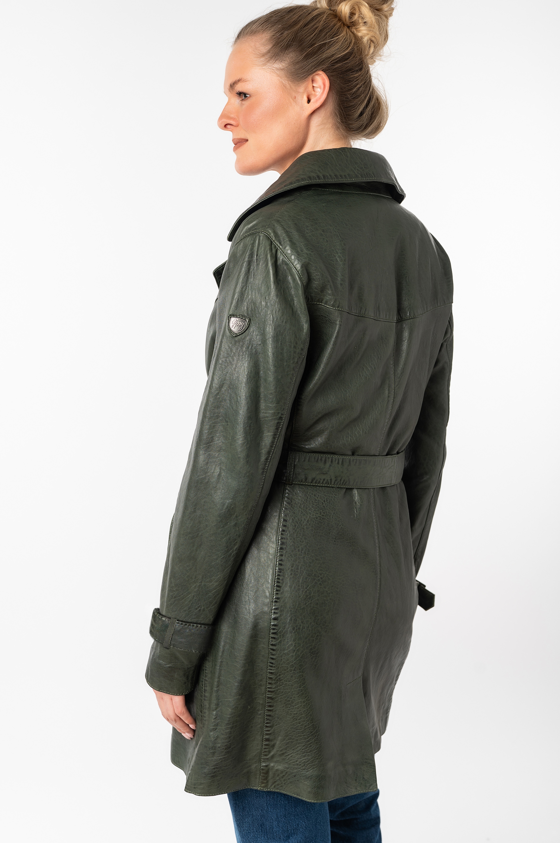 Mauritius Ledermantel »GWTaresa«, (2 tlg., mit Bindegürtel), Leder-Trenchcoat mit Bindegürtel