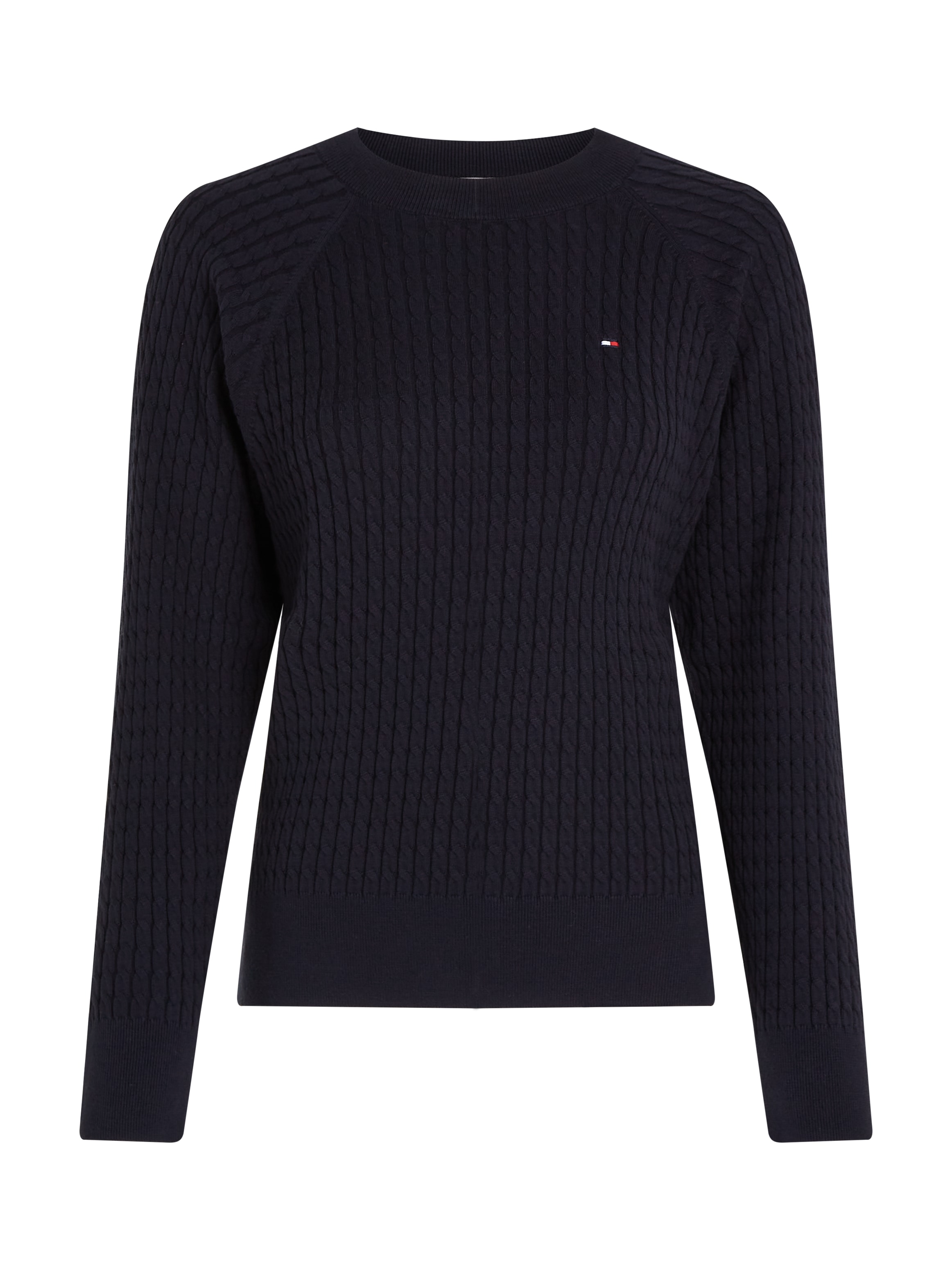 Tommy Hilfiger Rundhalspullover »CO CABLE C-NK SWEATER«, mit Zopfmuster