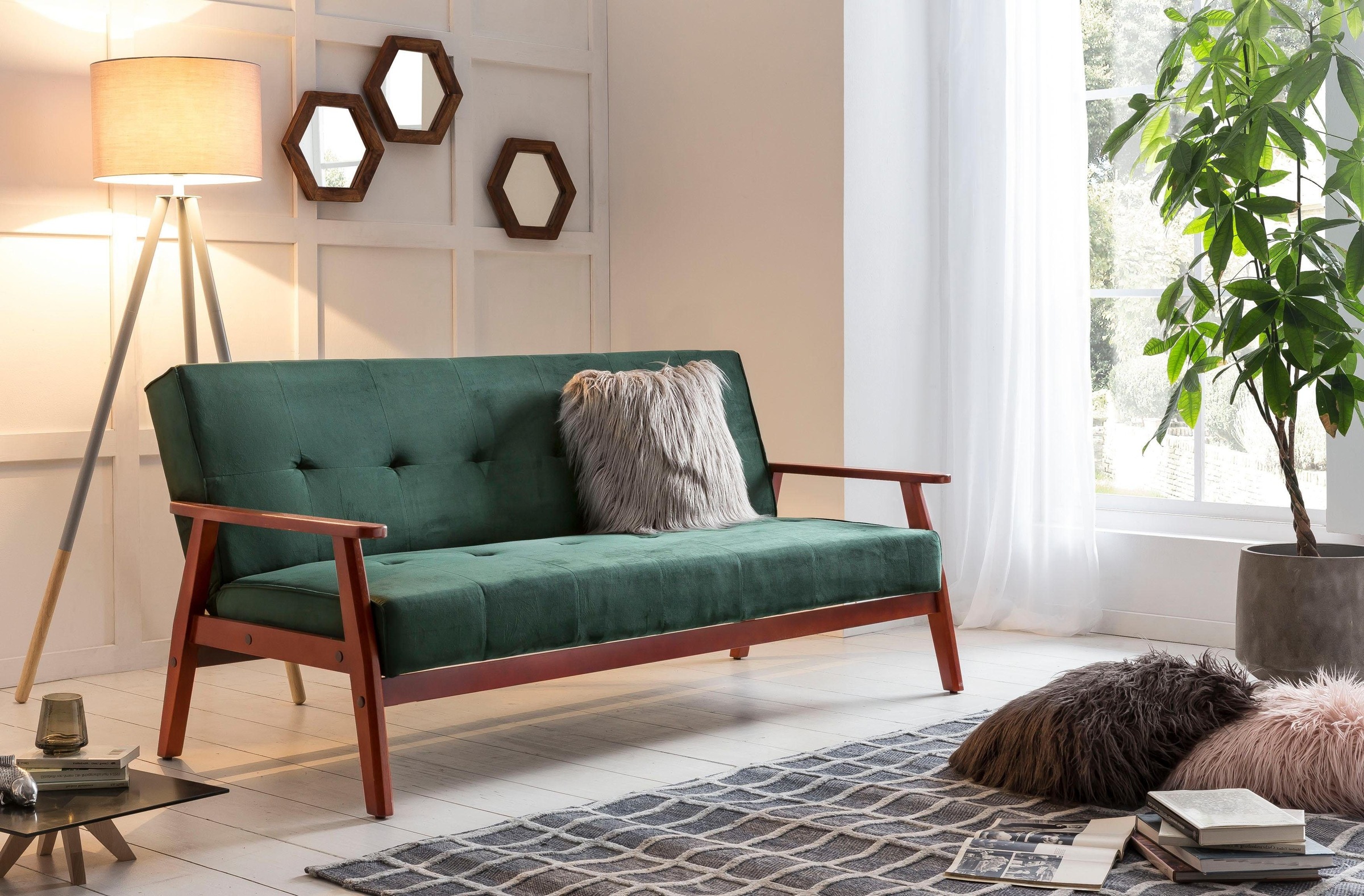 SalesFever Schlafsofa "Skagen 3-Sitzer Schlafsofa", Holzgestell Sofa: Entsp günstig online kaufen