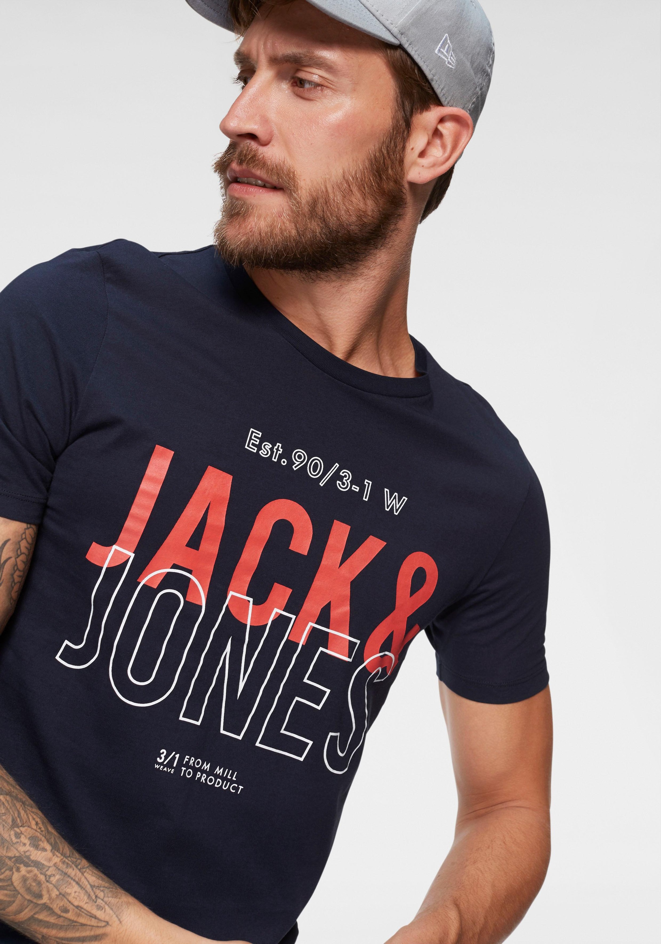 Thumbnail - Jack & Jones T-Shirt "JCOKOMPO Kurzarm-Design mit Print und optimaler Passform" Print, modisch, regular fit, Baumwolle, ...