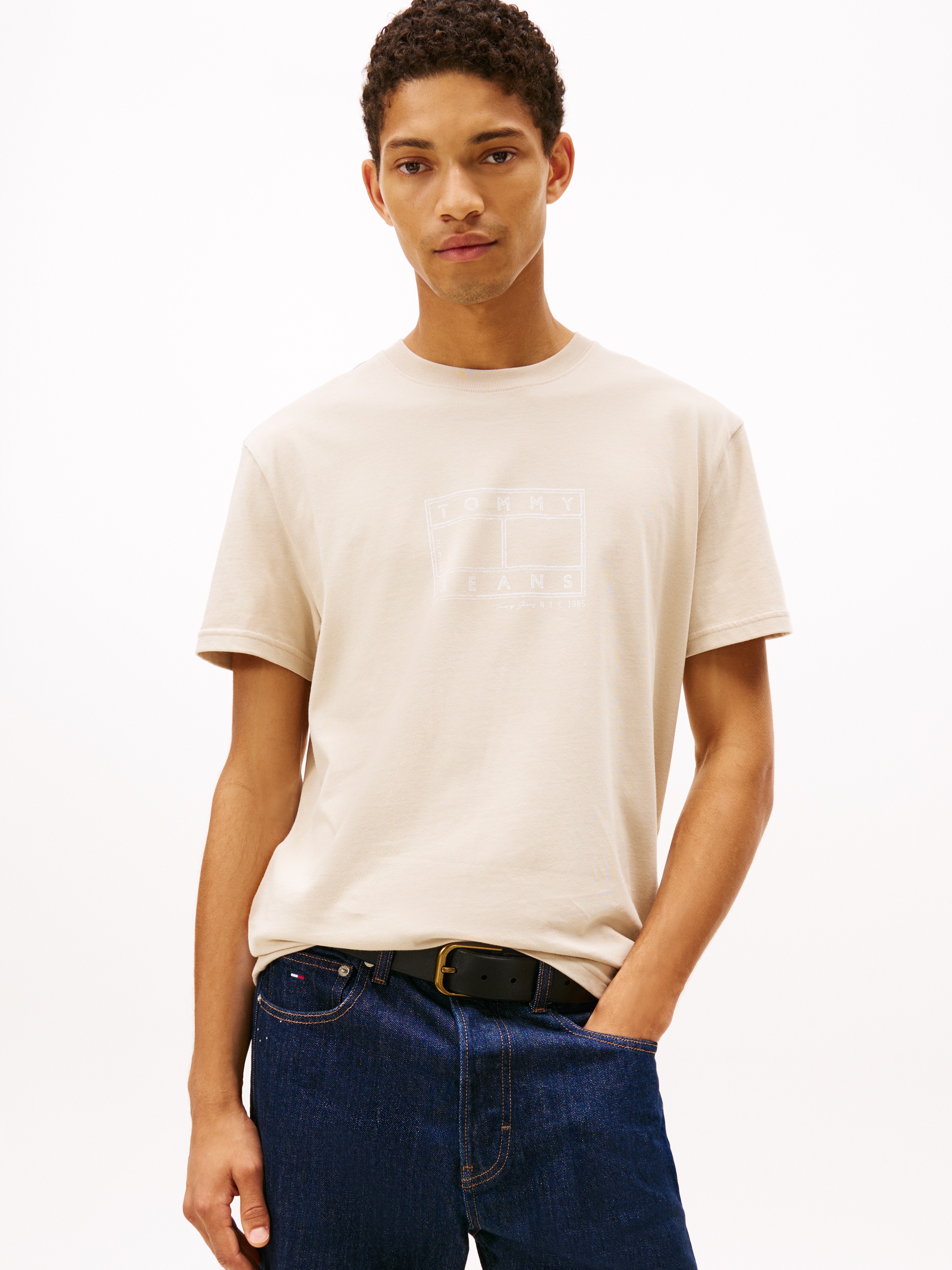 Tommy Jeans T-Shirt "TJM CENTER FLAG" mit Stempel-Logo, regular fit, Rundha günstig online kaufen