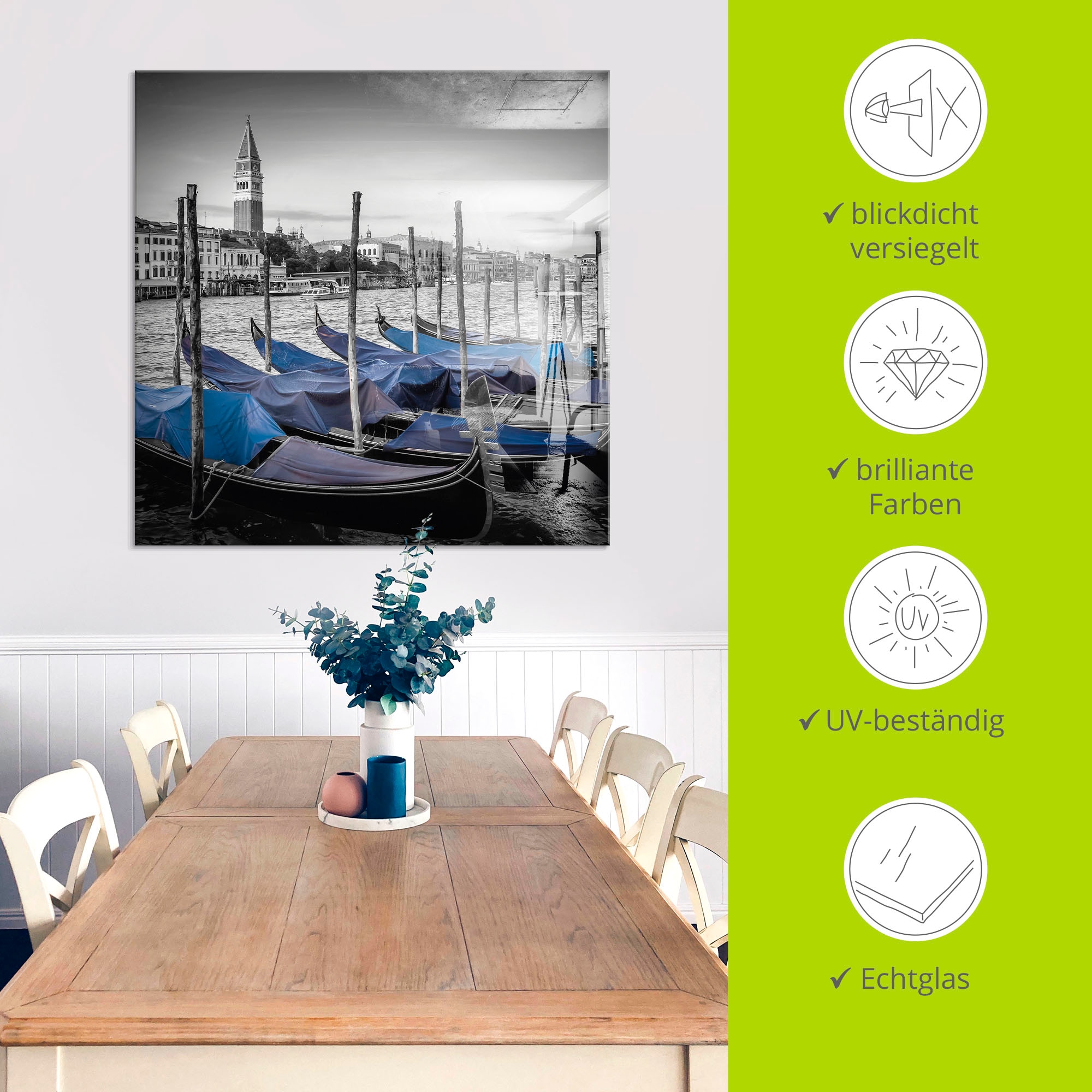 Artland Glasbild »Venedig Canal Grande & Markusturm I« Boote & Schiffe 1 Stk. tlg. in verschiedenen Größen
