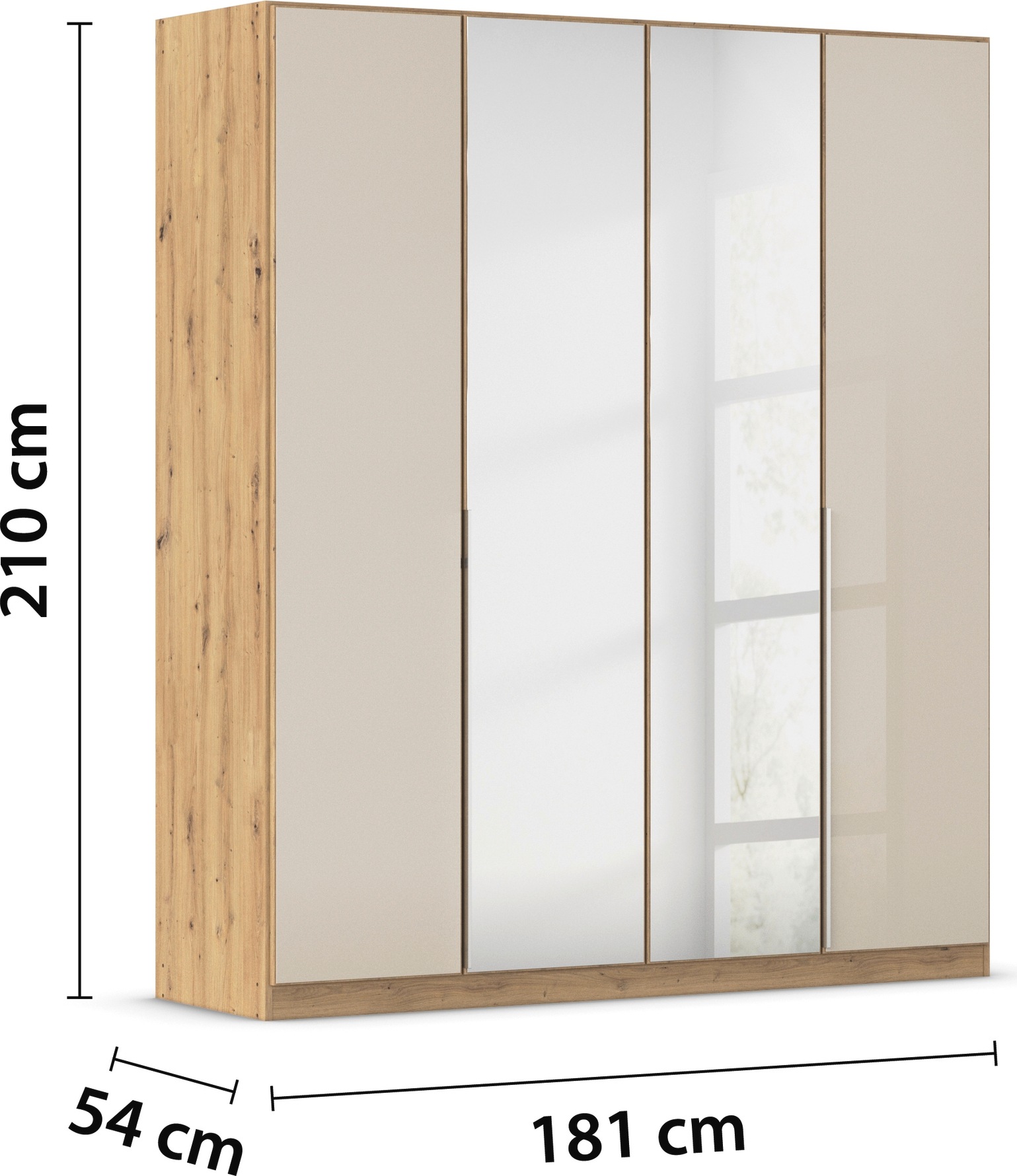 rauch Drehtürenschrank »Kleiderschrank Kleiderschränke Schrank Garderobe AGORDO mit Glasfront«, (in zwei Griff-Farben, Breiten 91-360 cm), durchdachte Innenausstattung, in 7 Breiten und 2 Höhen MADE IN GERMANY