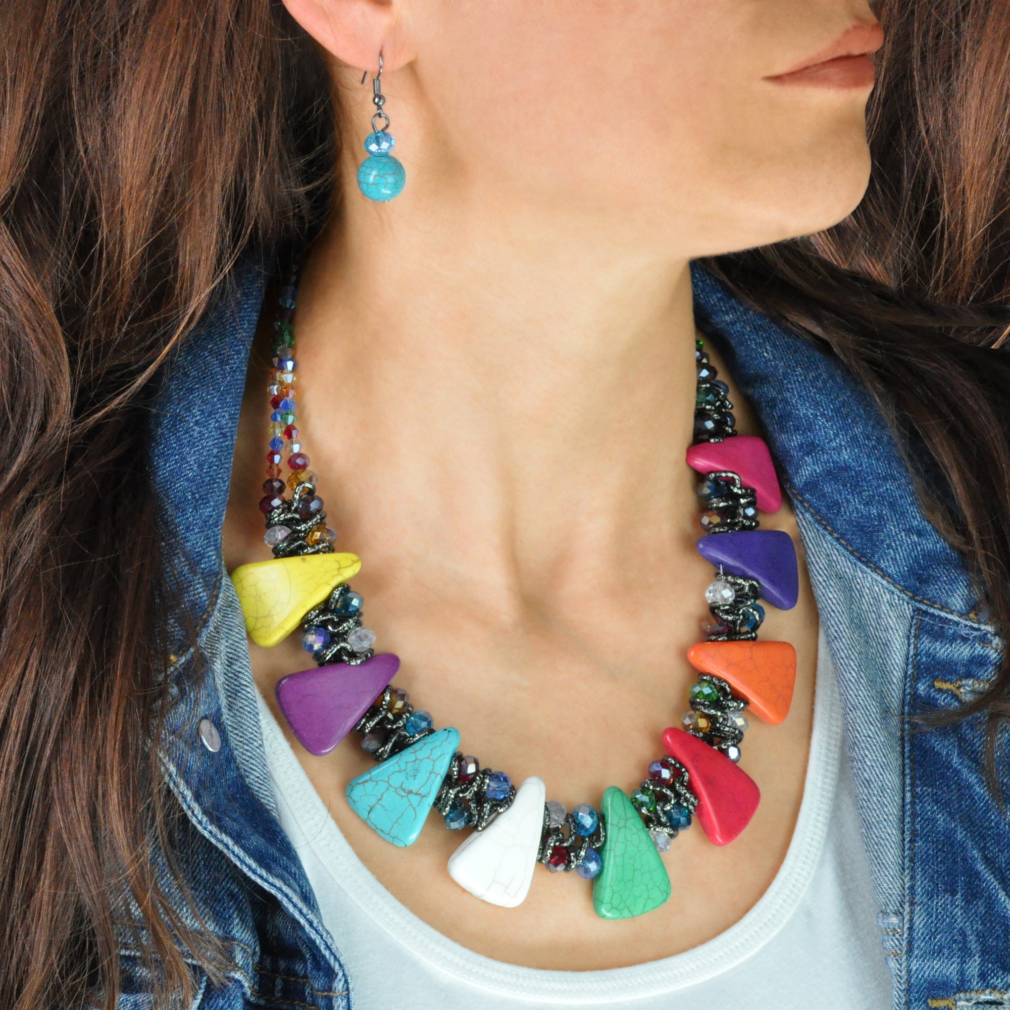 Steuer Paar Ohrhänger »Set aus Collier und Ohrhaken multicolor«