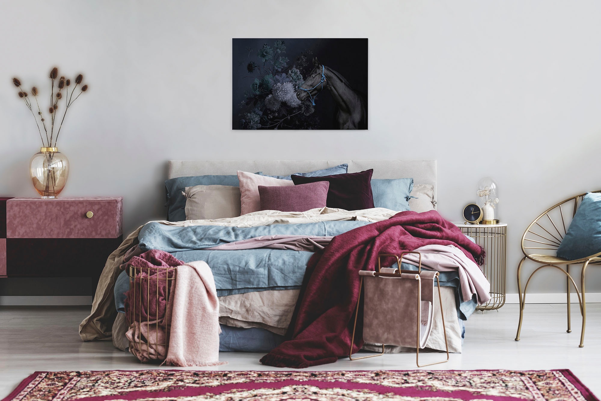 A.S. Création Leinwandbild »horses«, Kunst-Tiere-Kinder, (1 St.), Keilrahmen Bild Blumen Floral Pferd Leinwand-Bild Wohnzimmer modern
