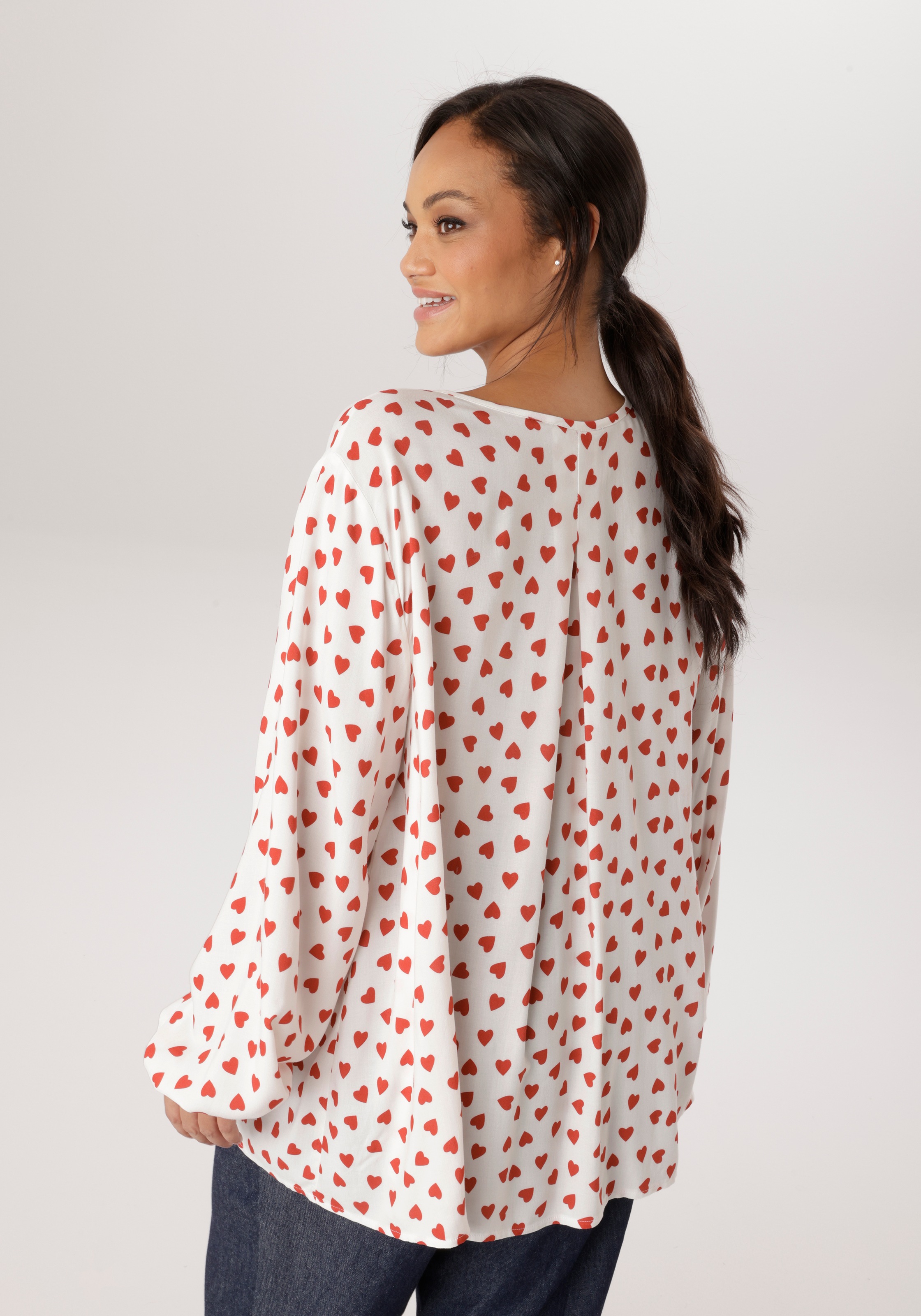 Aniston PLUS Schlupfbluse mir Herzen bedruckt - NEUE KOLLEKTION günstig online kaufen