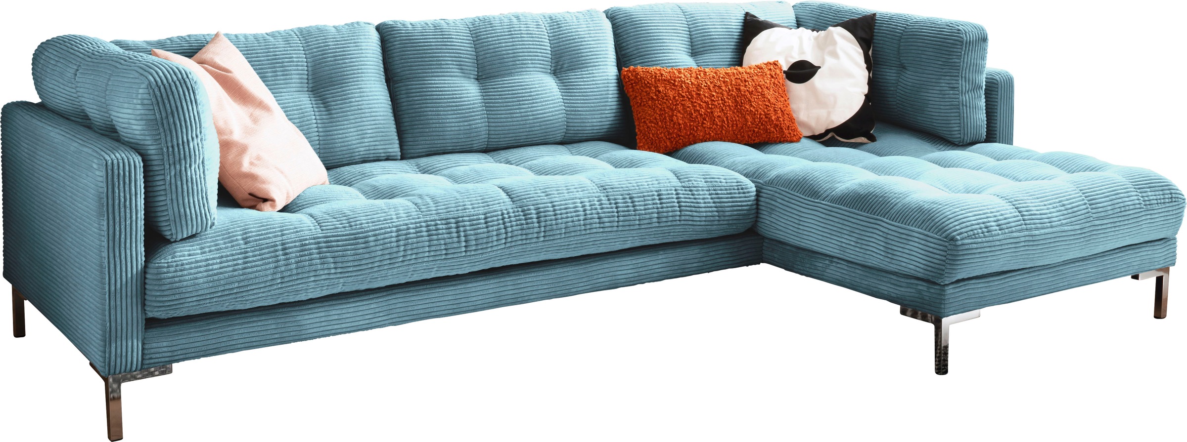 Trends by HG Ecksofa "Landau L-Form" in Cord-Stoff mit Metallfuß günstig online kaufen