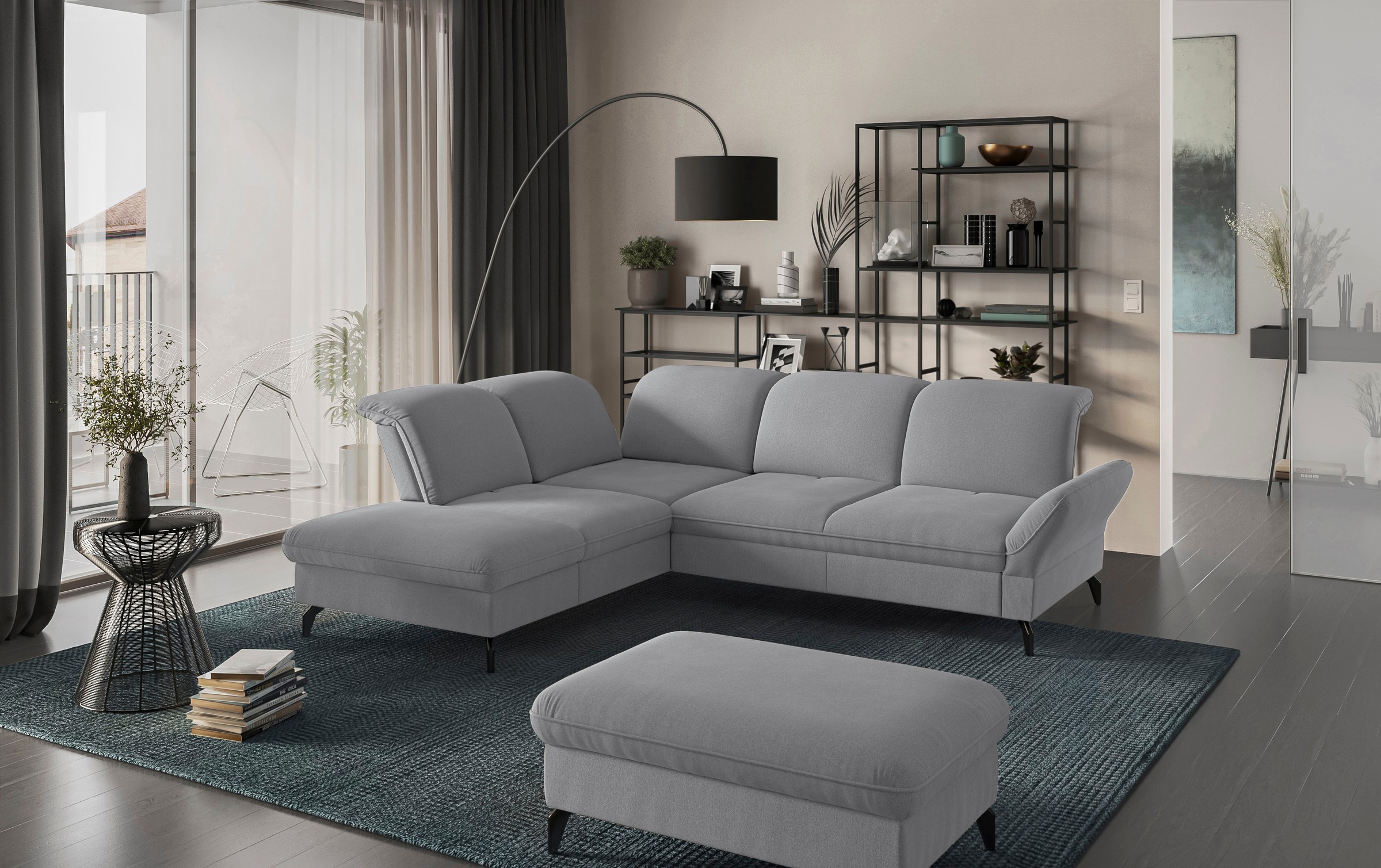 Ecksofa "Leandro L-Form" Wahlweise mit Bett-, Kopfteil - und Armlehnfunktio günstig online kaufen