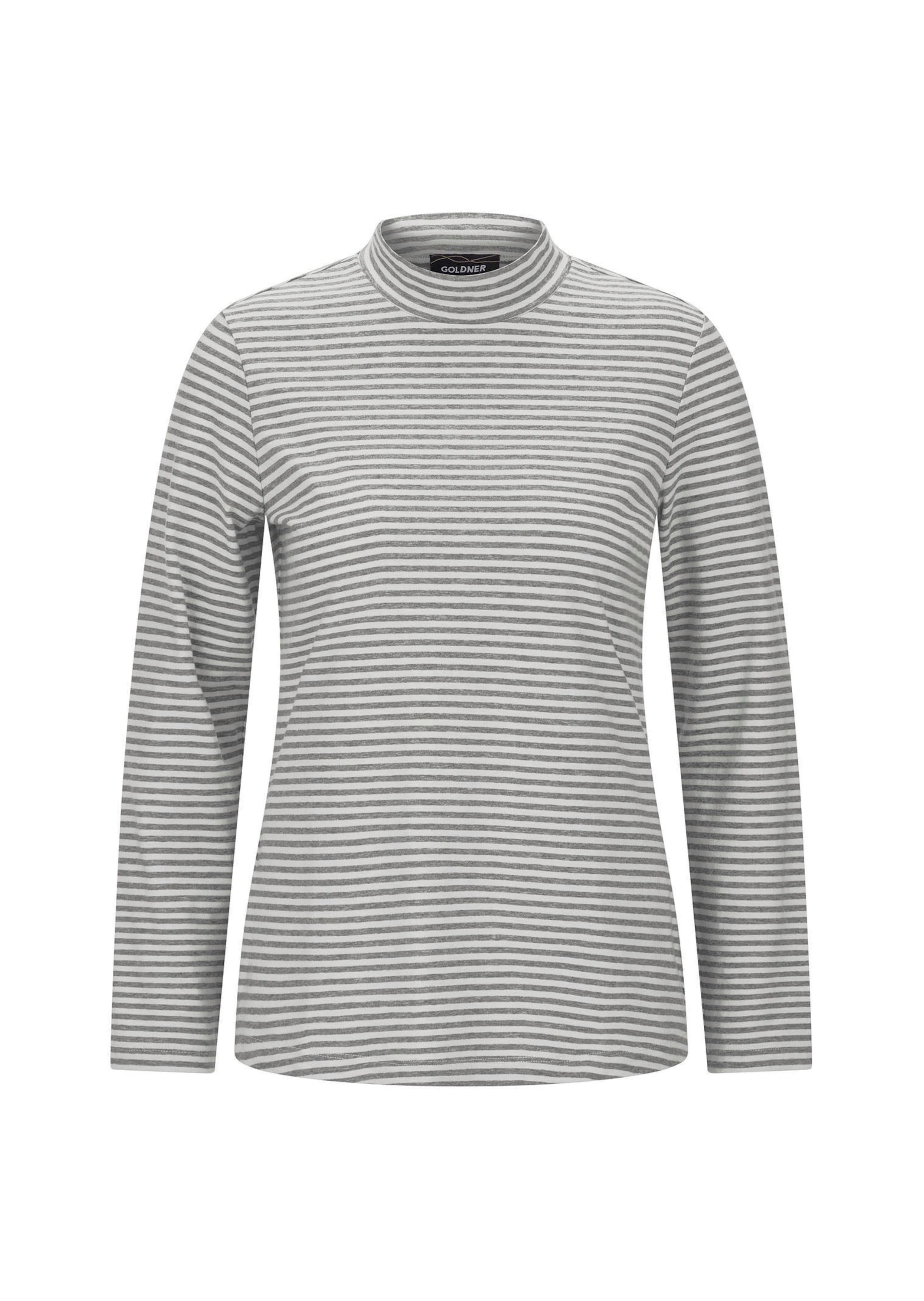 GOLDNER Langarmshirt "Ringelshirt mit Stehkragen" stretchbequemer Baumwolljersey