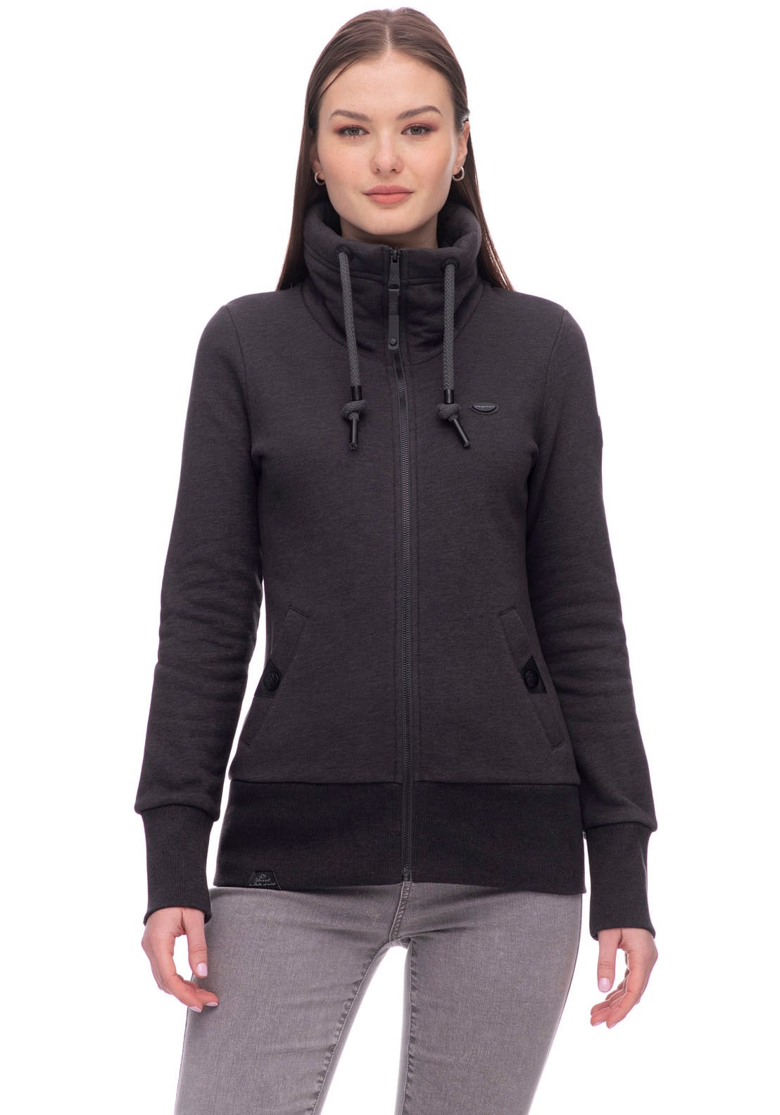 Ragwear Sweatjacke "RYLIE ZIP CORE", Stehkragen mit Kordelzug und seitliche Eingrifftaschen