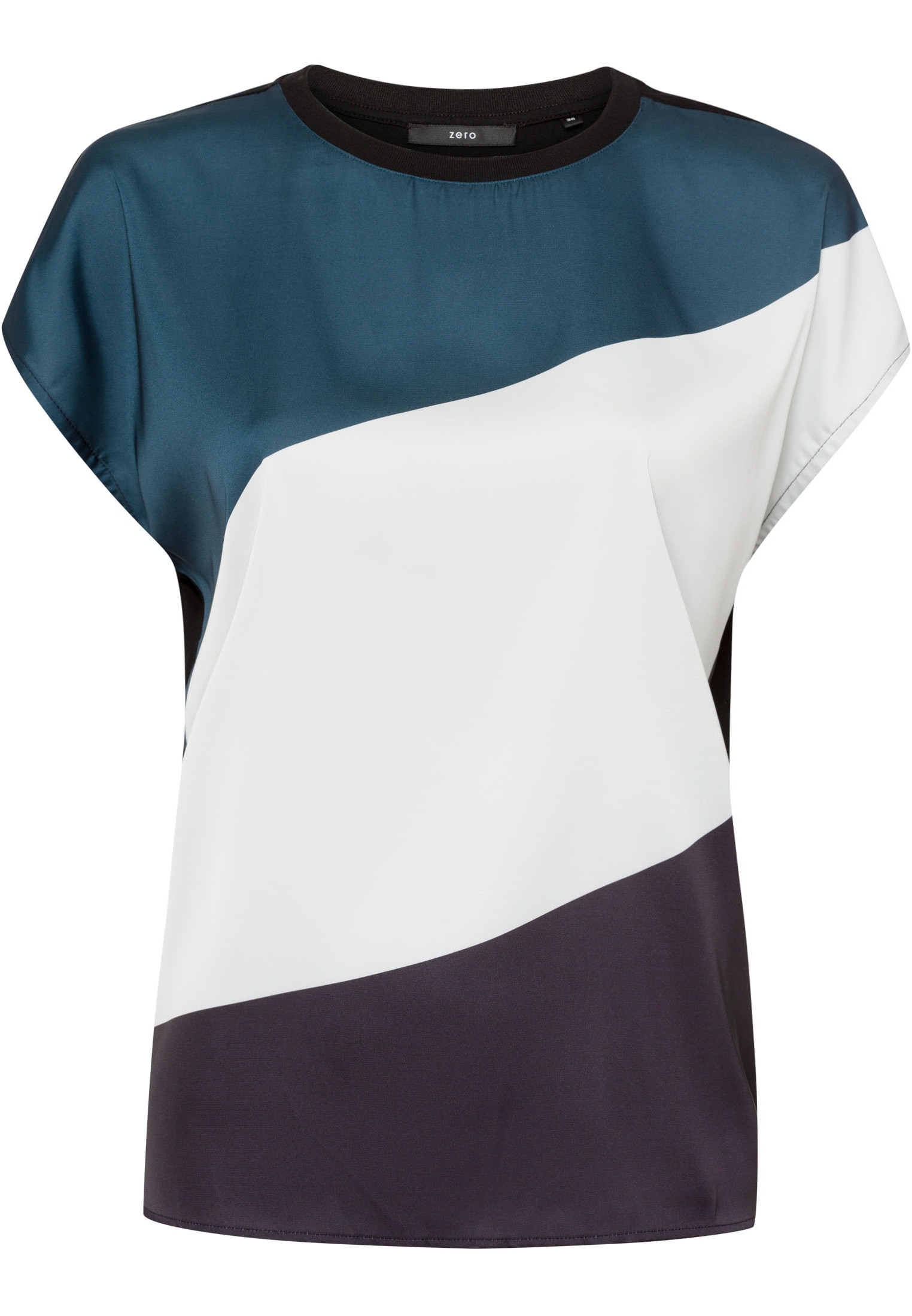 Zero Kurzarmshirt "zero Satinshirt mit Color Blocking", weiteres Detail günstig online kaufen