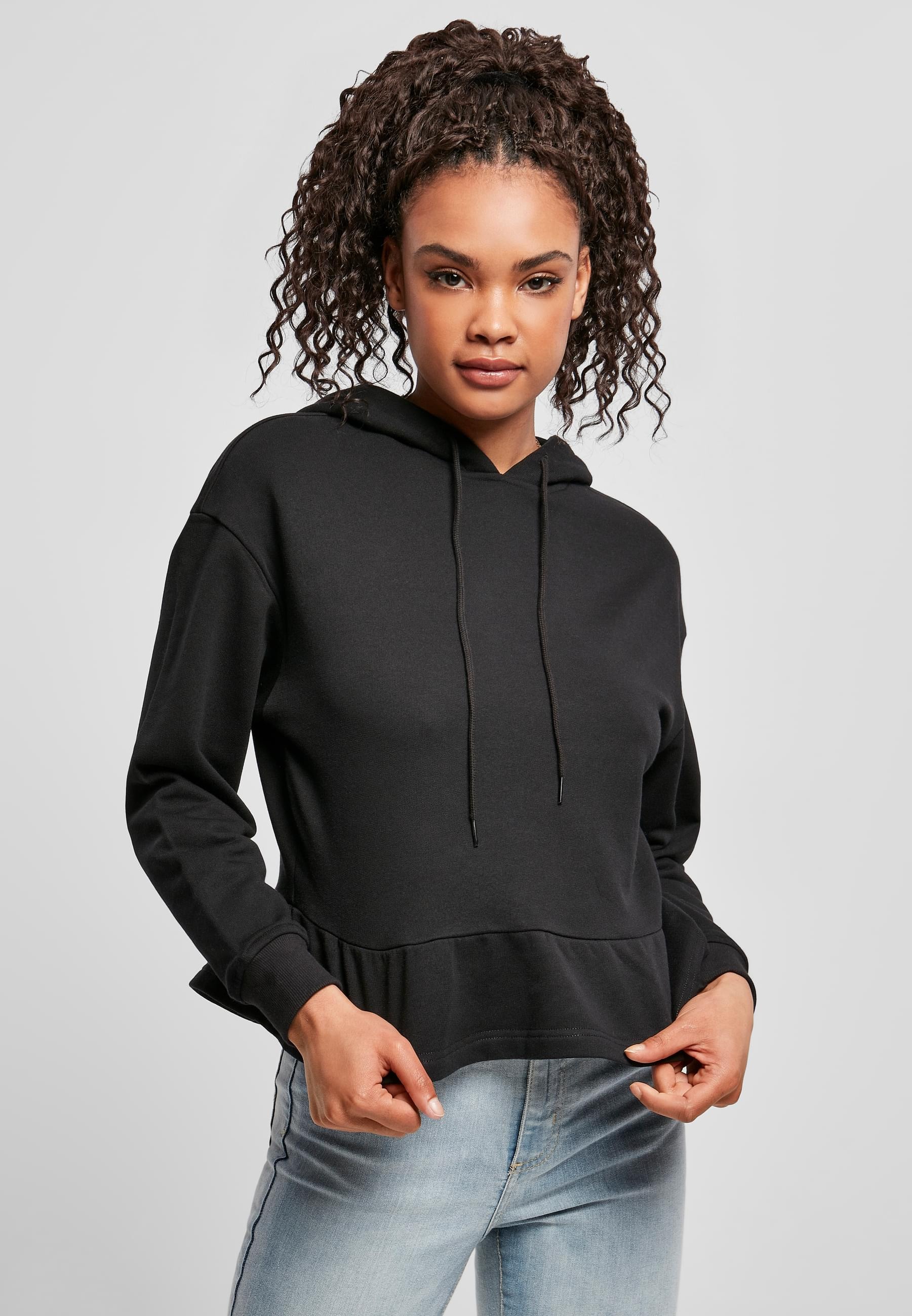 URBAN CLASSICS Kapuzenpullover »Urban Classics Damen Ladies Organic Volants Hoody«, (1 tlg.)