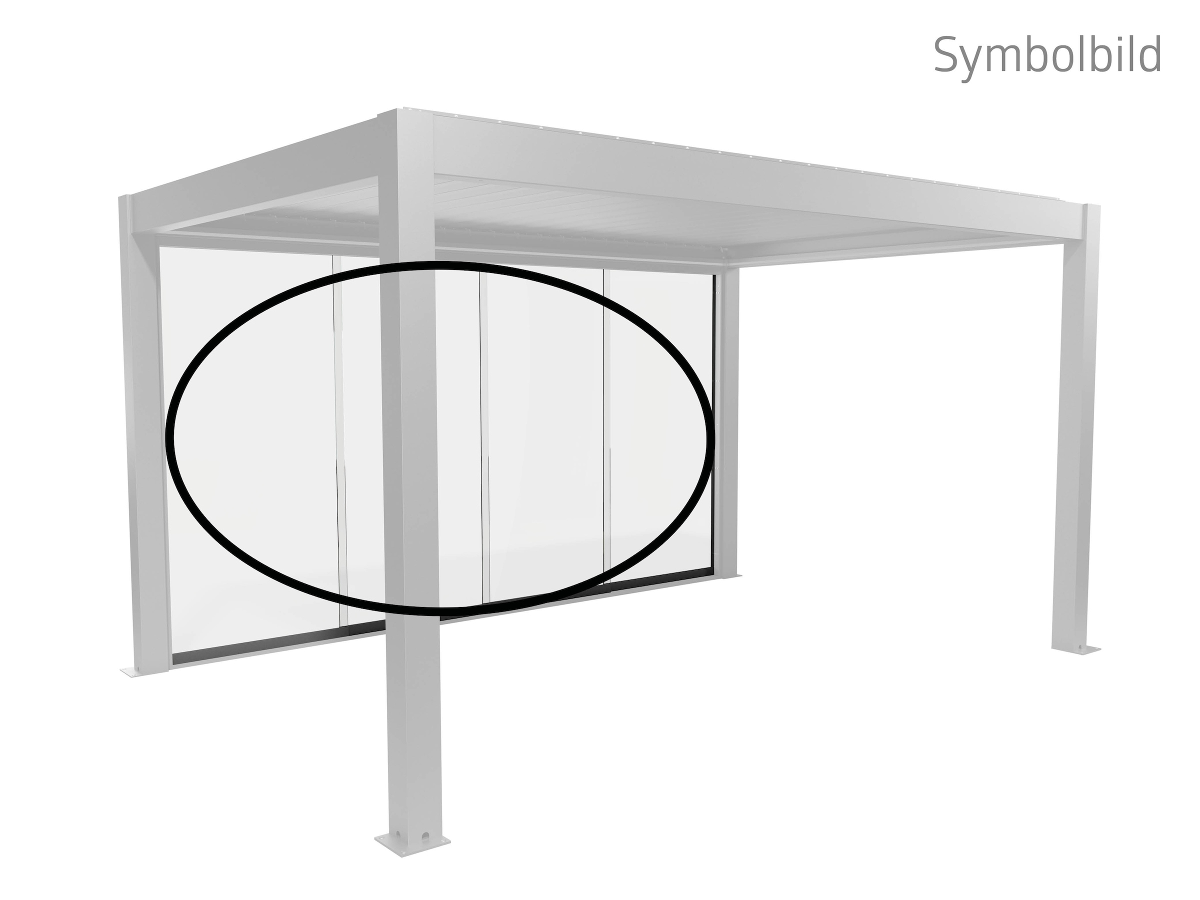 Biohort Glasschiebetür "Klarglas Gr. 4 m für Pergola, verschiedene Farben" 364,5x 234,9 cm, Glaselemente aus 10 mm ESG