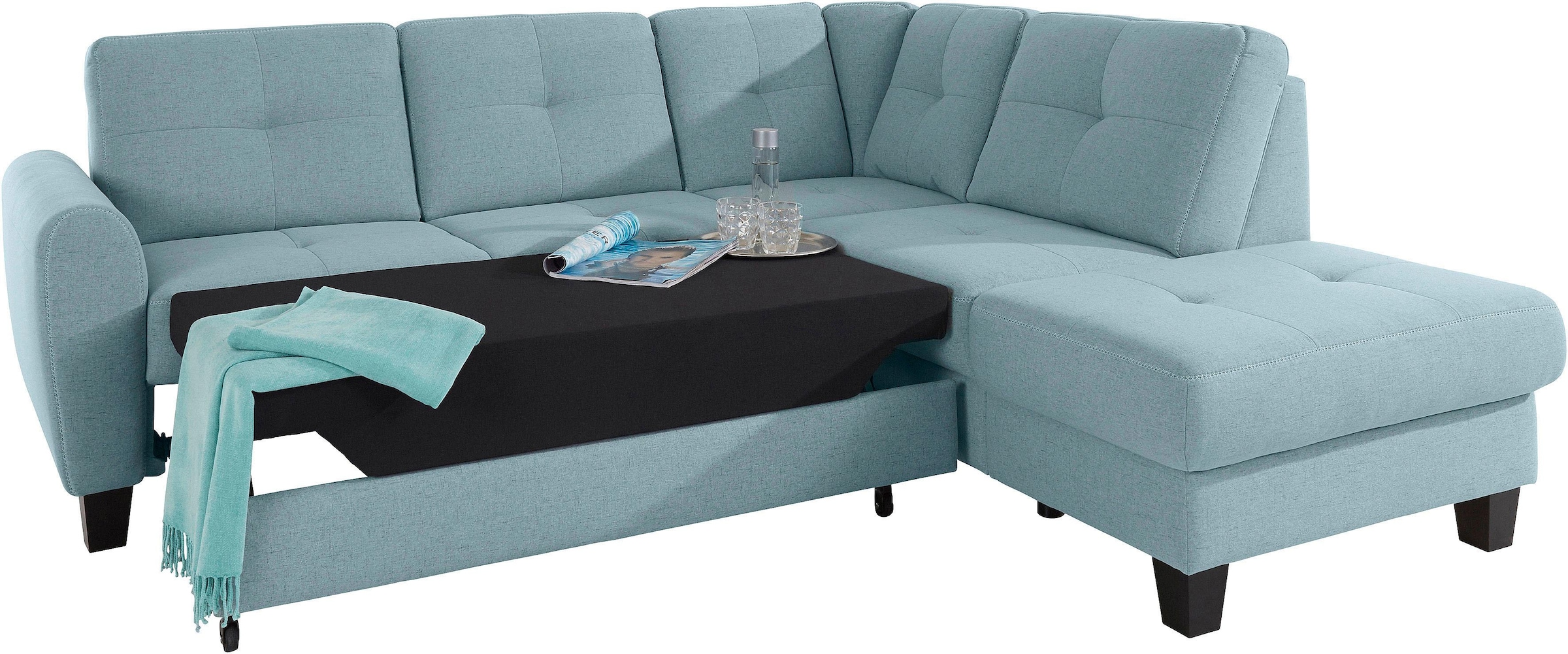 sit&more Ecksofa »Varese L-Form«, mit Federkern, wahlweise mit Bettfunktion und Stauraum