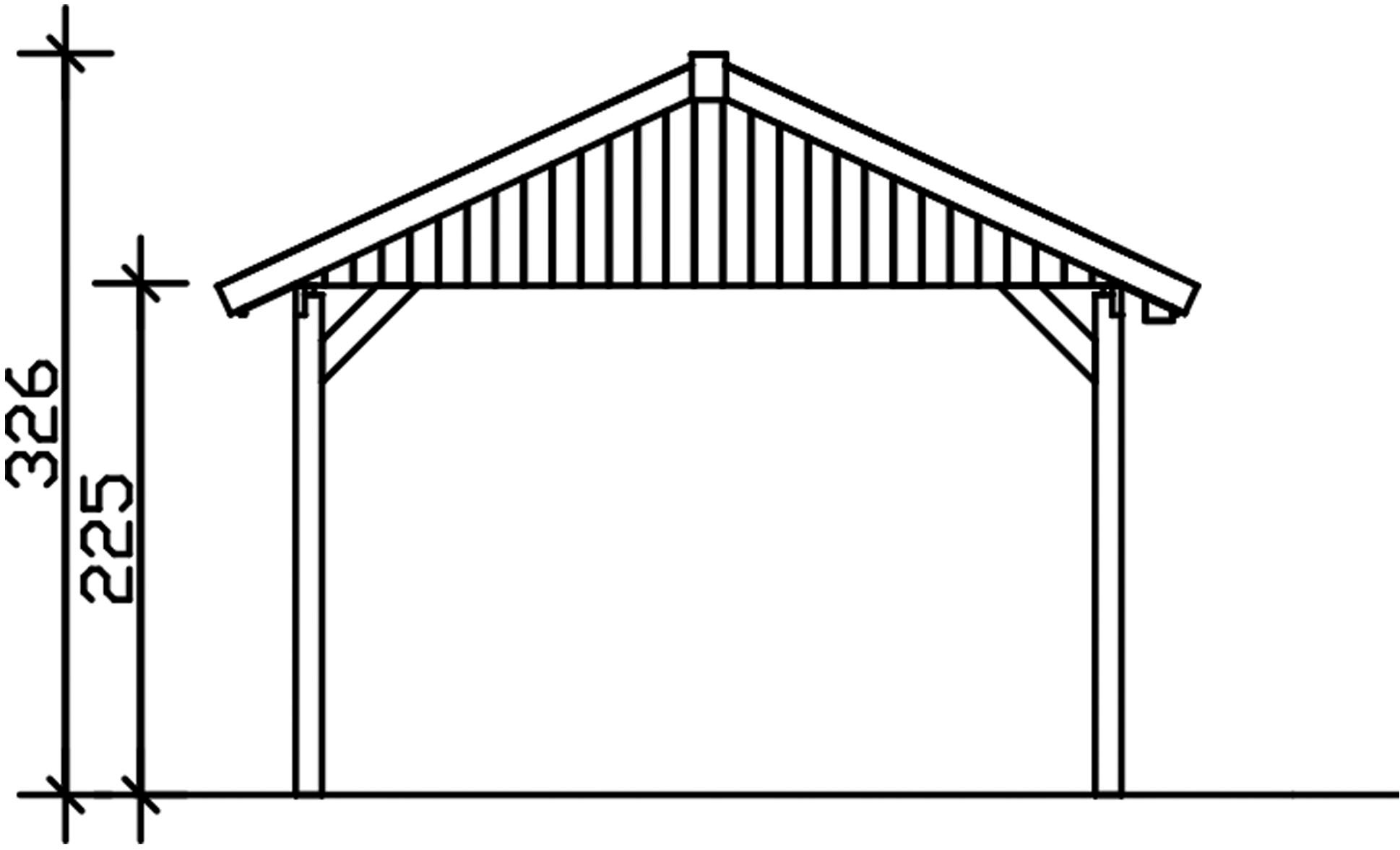 Skanholz Einzelcarport »Wallgau«, Nadelholz, 340 cm, Nussbaum, mit schwarzen Dachschindeln