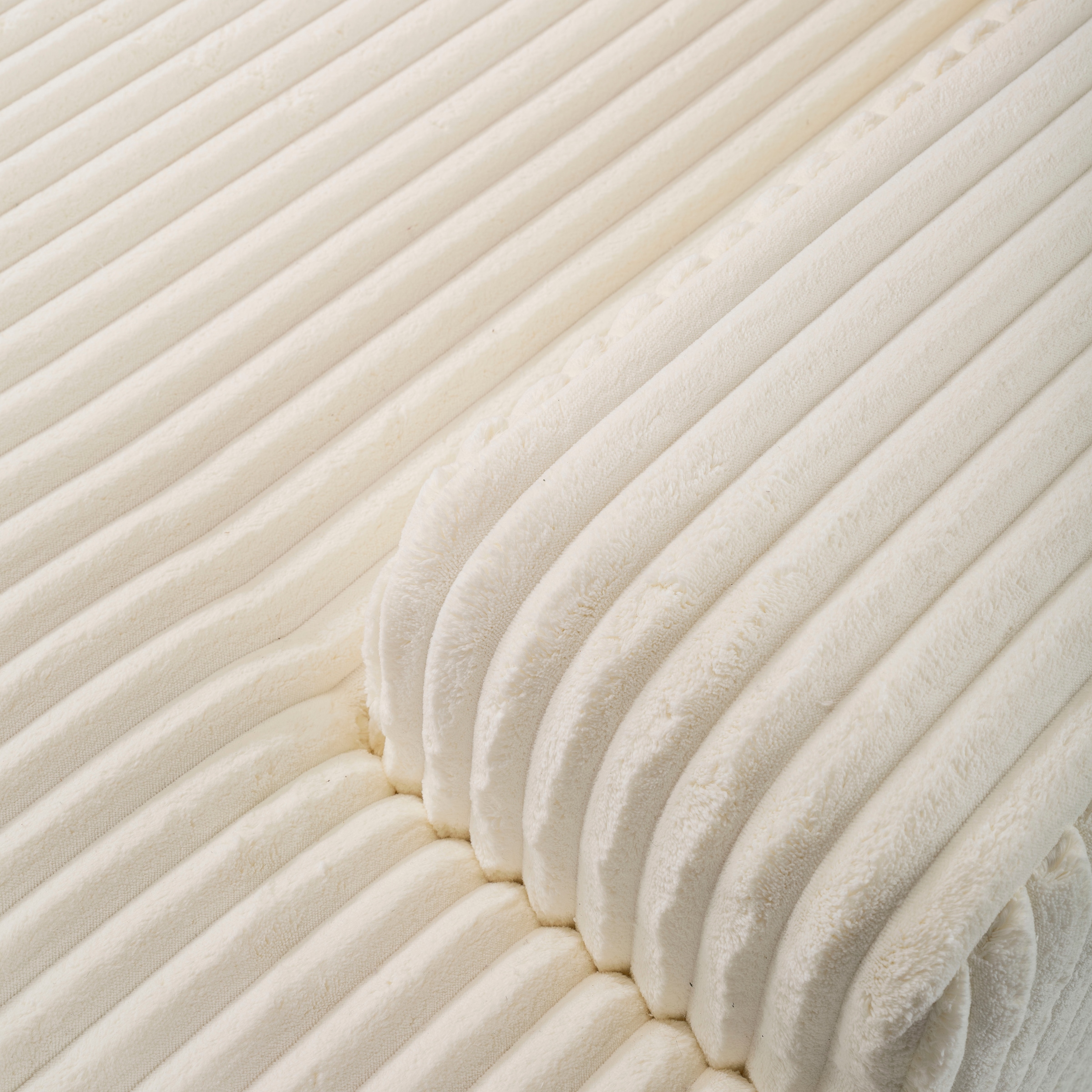 WERK2 Wohnlandschaft »Rotterdam-U, U-Form, in kuschelweichem Cord oder Breitcord«, Design Sofa mit Schlaffunktion & Bettkasten, Breitcord, Creme