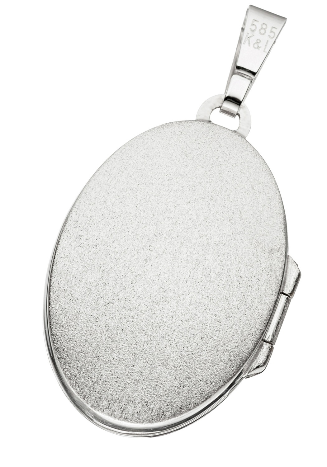 JOBO Medallionanhänger »Anhänger Medaillon oval 25 mm« ()  585 Weißgold mit 3 Diamanten für 2 Fotos