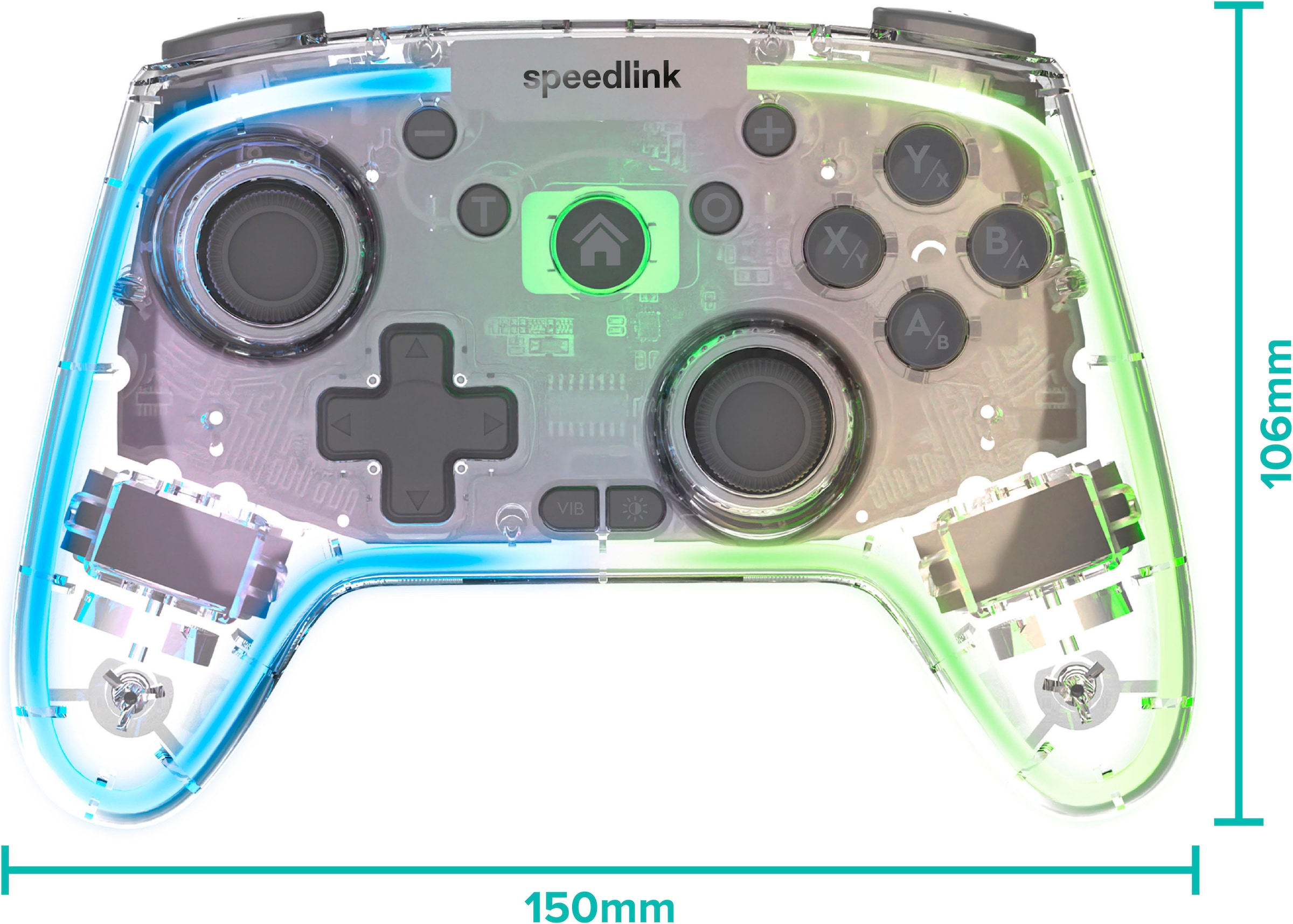 Speedlink Gaming-Controller »RAIT NX RGB - kabelloses Gamepad für PC/Android/Switch OLED/Lite«, RGB-Beleuchtung, Hall Effekt Sensoren, Makro-Tasten, Turbofunktion