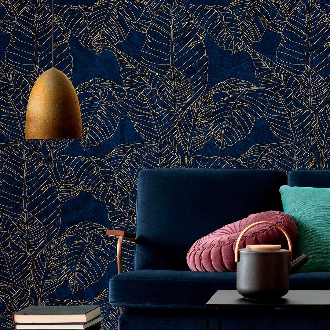 Komar Vliestapete »Digitaldruck Vlies -  Feuille d'Or - Größe 200 x 280 cm« bedruckt glatt Wohnzimmer, Schlafzimmer