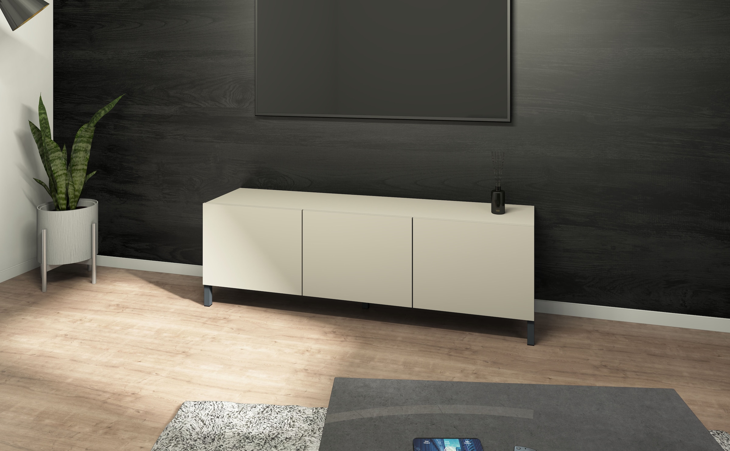 borchardt Möbel Lowboard, Metallfüße, grifflose Optik