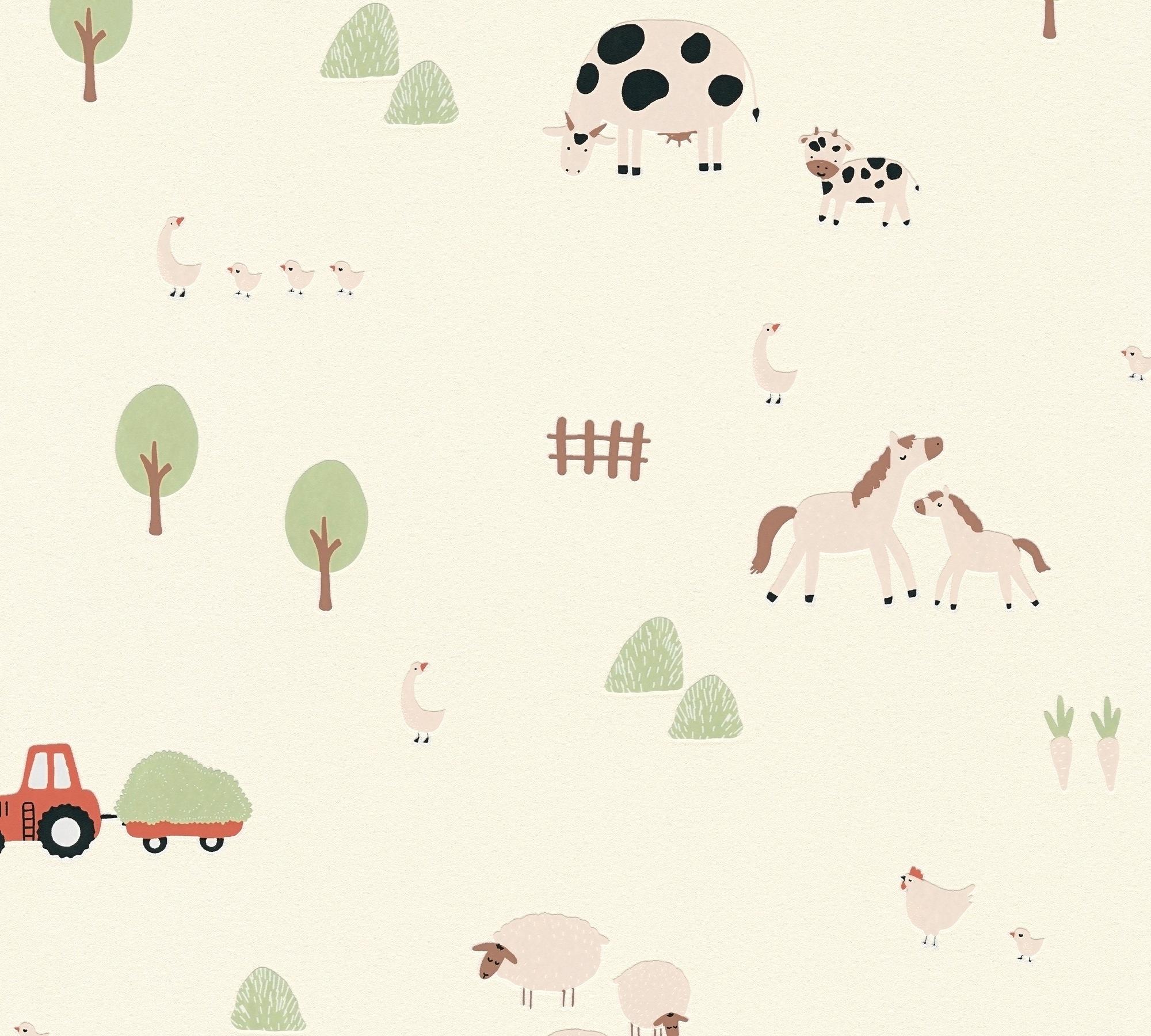 living walls Vliestapete »Kids Studio Bauernhof – Tier Vliestapete für Kinder« Motiv | grafisch | naturalistisch glatt Bauernhoftiere mit Kühen, Pferden, Schafen und Traktor