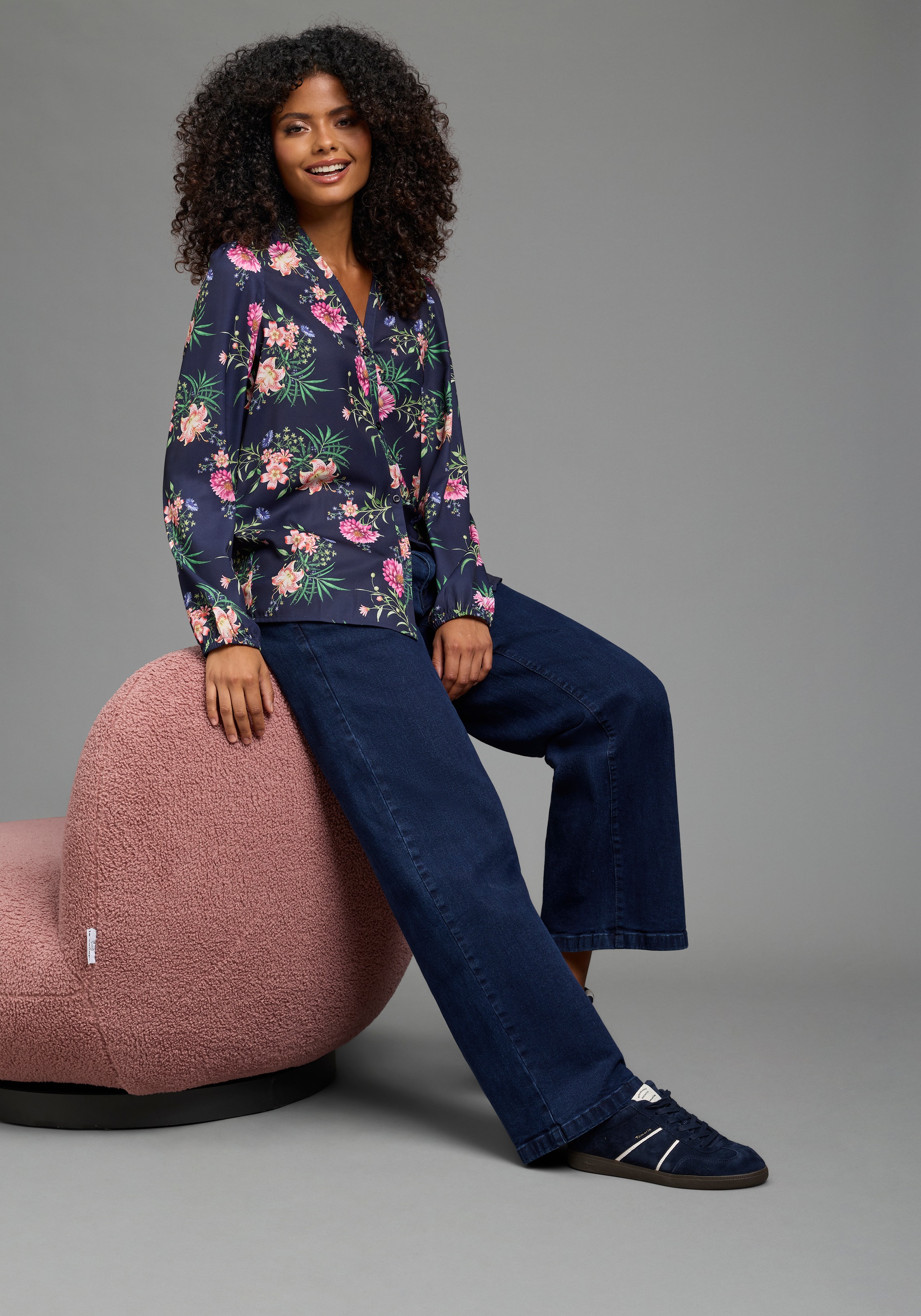 Laura Scott Chiffonbluse femininer Stil, gemusterte Optik, aus Polyester