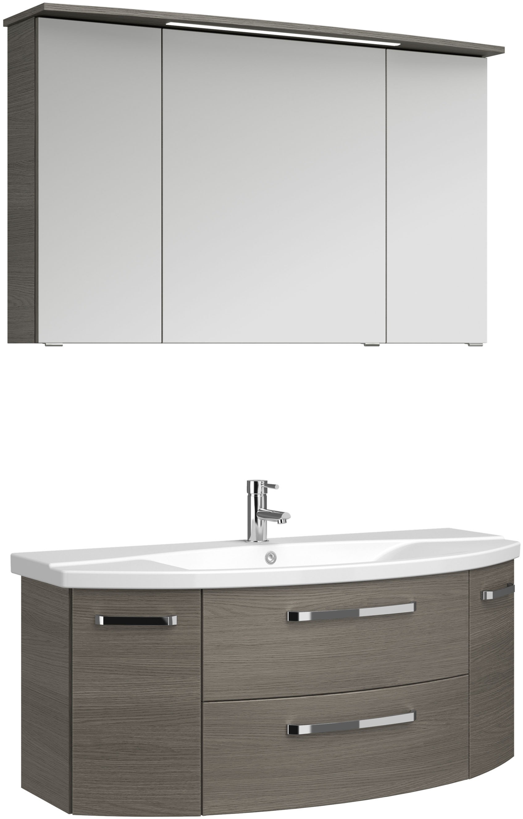 Saphir Badmöbel-Set »Serie 4010 2-teilig Keramik-Waschtisch mit LED-Spiegelschrank«, (Set), Badezimmer Set 122 cm breit, inkl. Türdämpfer, 5 Türen, 2 Schubladen