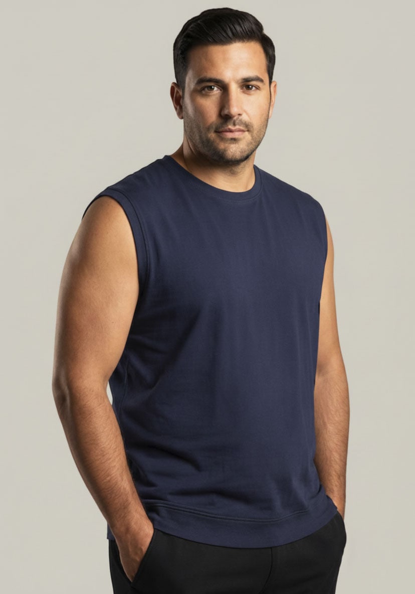 Man's World Plus Muscleshirt »auch in Grosse Größen bis Gr. 7XL Bauch-Fit« 2er-Pack,  Regular Fit, Rundhalsausschnitt, Rippbündchen am Rumpfabschluss