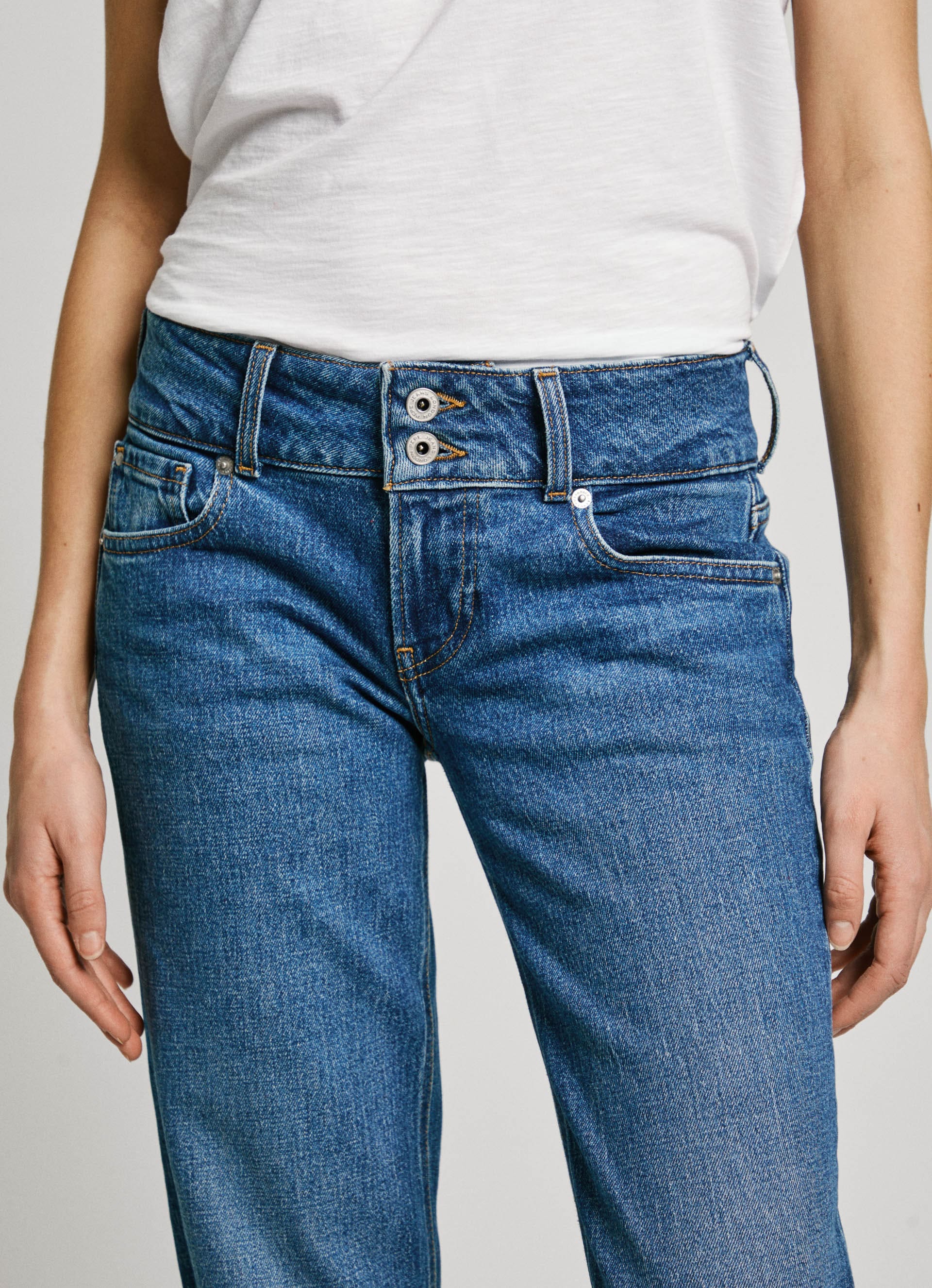 Pepe Jeans Gerade Jeans »STRAIGHT JEANS LW«, mit doppeltem Knopfverschluss