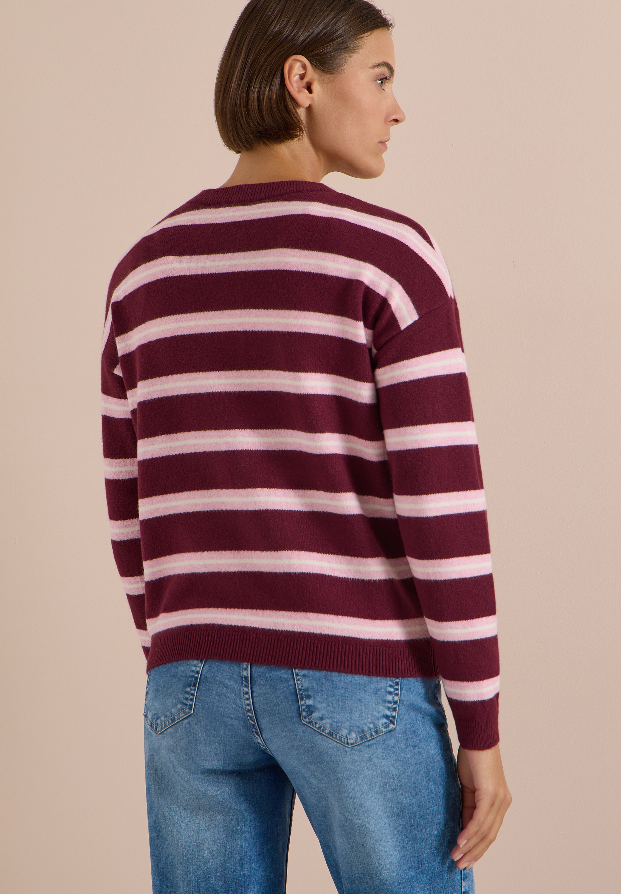 Cecil Cardigan mit Rundhals und Streifen