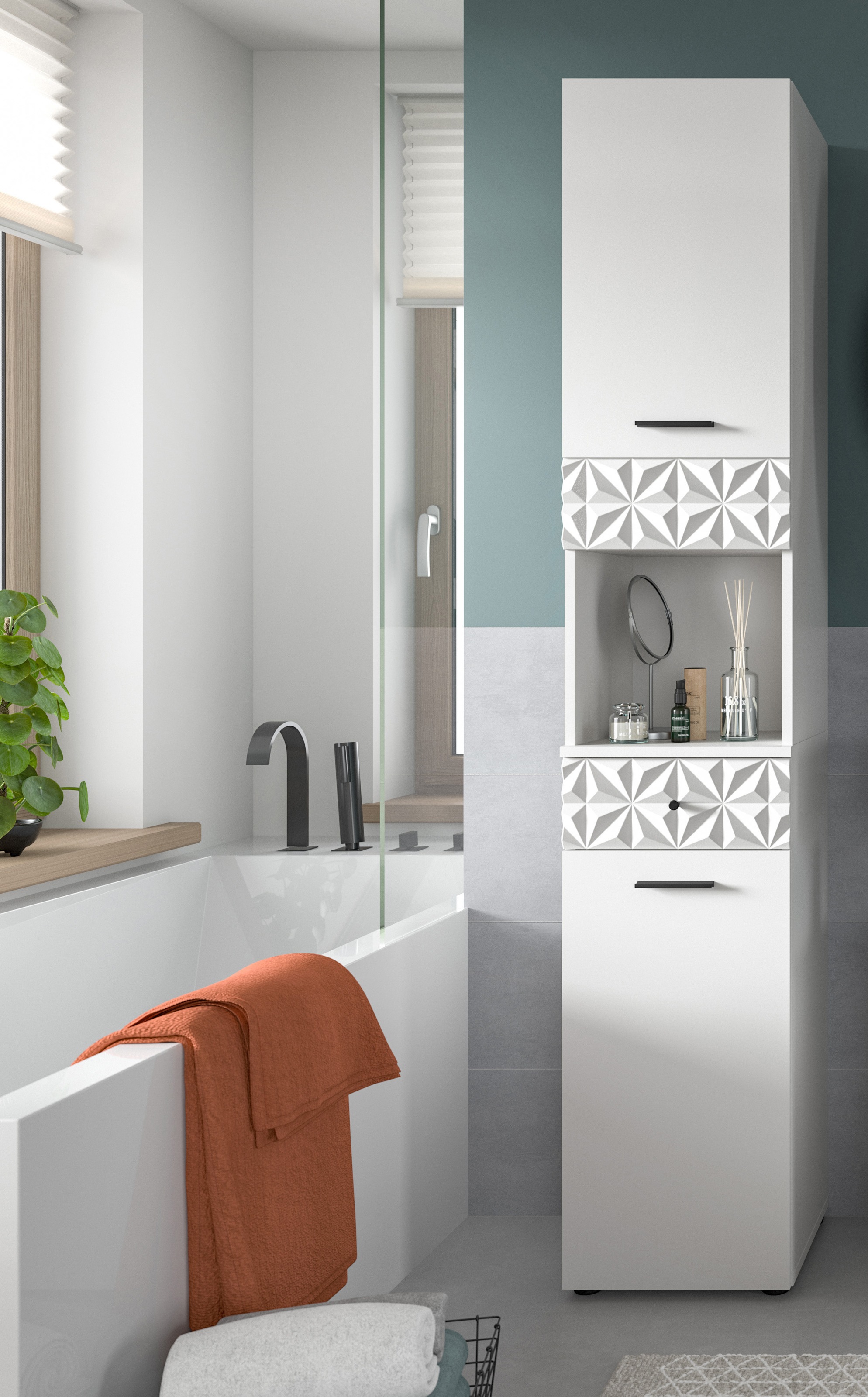 welltime Hochschrank "VICENZA, TOPSELLER, Höhe 187cm, mit Schubkasten & Orn günstig online kaufen