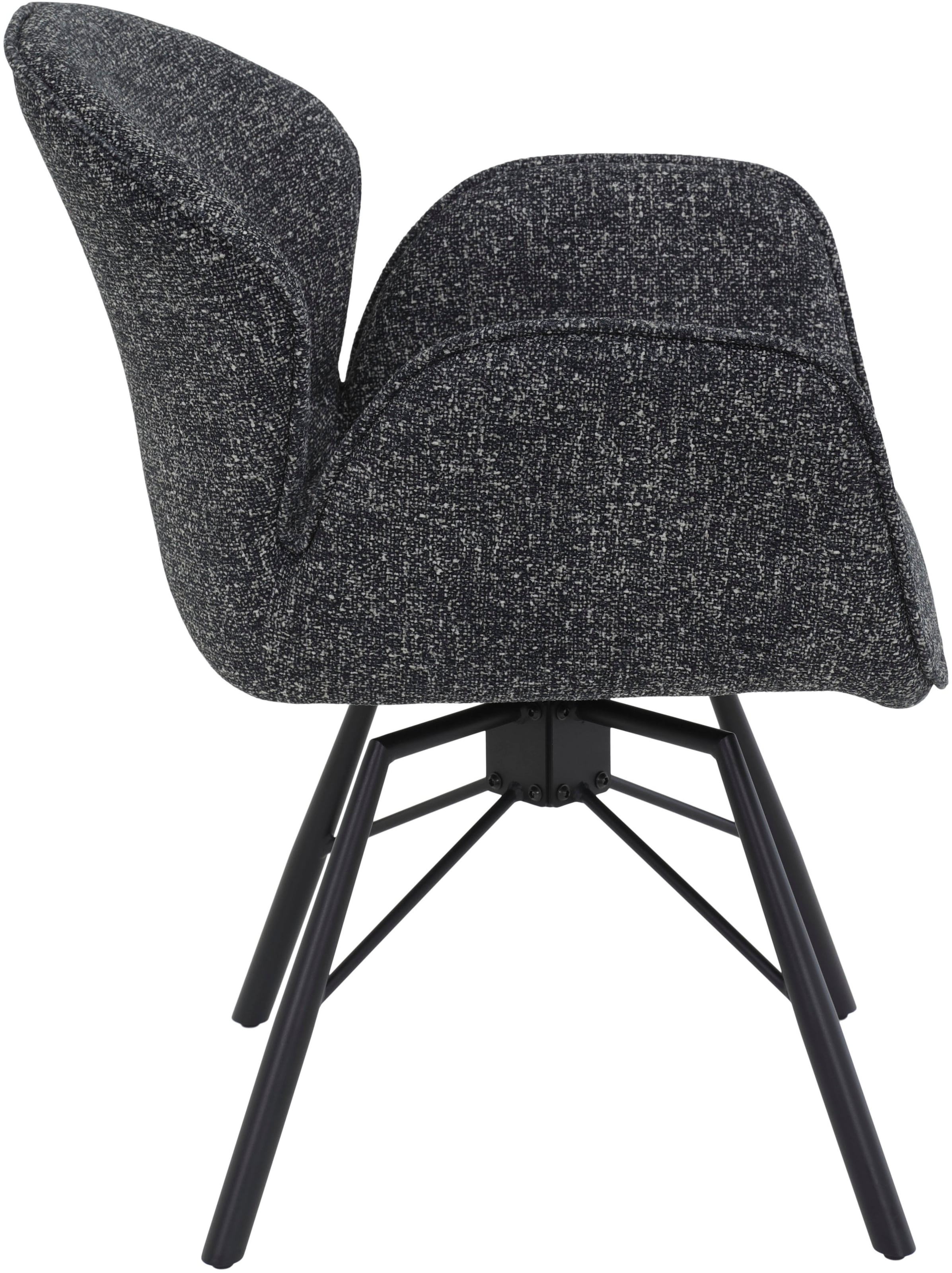 HELA 4-Fußstuhl »BRISTOL, Armlehnen Stuhl, Sessel, Esszimmerstuhl«, (Set), 2 St., Microfaser-Bouclé, 360° drehbar mit Auto-Return,gepolstert,Boucléoptik,Armlehnen