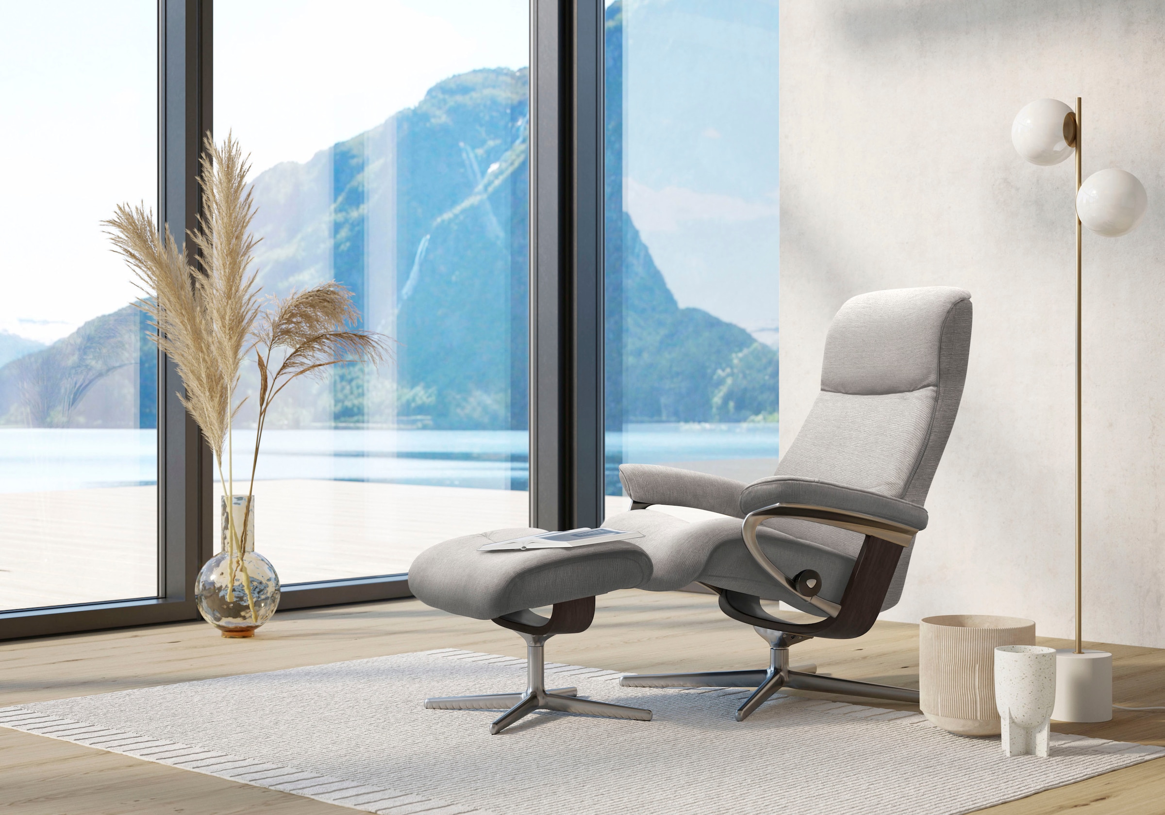 Stressless Fußhocker "View", mit Cross Base, Größe S, M & L, Holzakzent Wenge