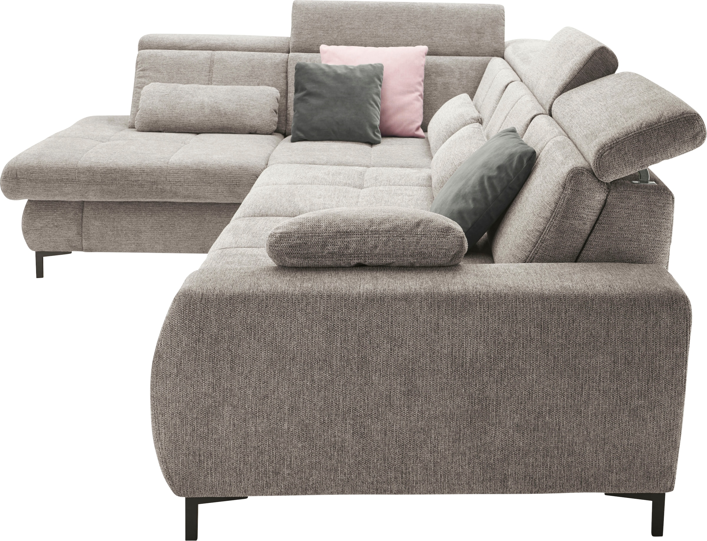 set one by Musterring Ecksofa »SO 3400 Sitzhöhe 47cm oder 49cm, Sitztiefe verstellbar, B/T 317/220 cm«, Kaltschaumpolsterung, Flachgewebe, whlw. mit Funktionen, Sitzhöhe 47