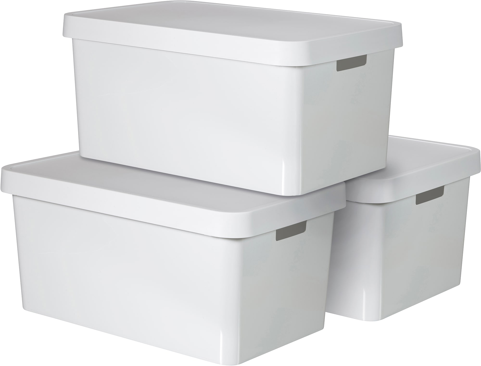 Organizer »INFINITY«, (Set, 3 St.), Aufbewahrungsbox, stapelbar, 45 Liter, weiß