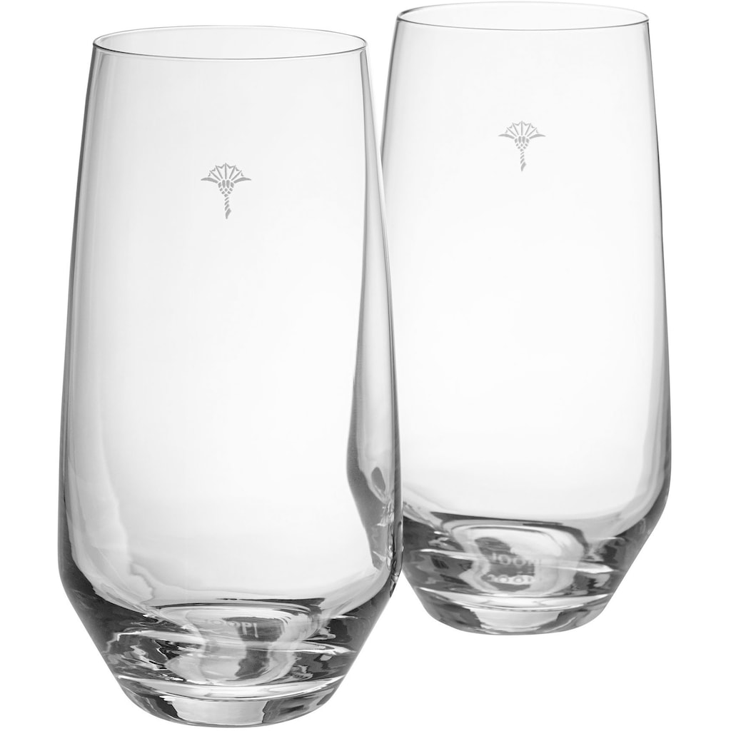 Joop! Longdrinkglas »JOOP! SINGLE CORNFLOWER«, (Set, 2 tlg.), mit einzelner Kornblume als Dekor, 2-teilig, Made in Europe