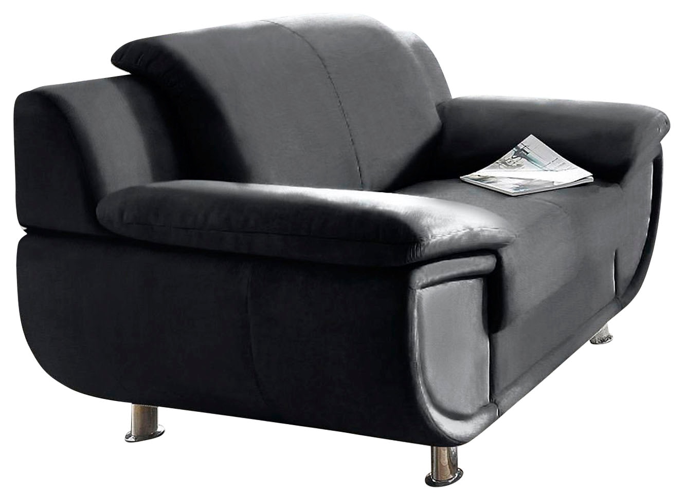 TRENDMANUFAKTUR Sessel »Rondo, Loungesessel«, Füße chromfarben, mit extra breiten Armlehnen, frei im Raum stellbar