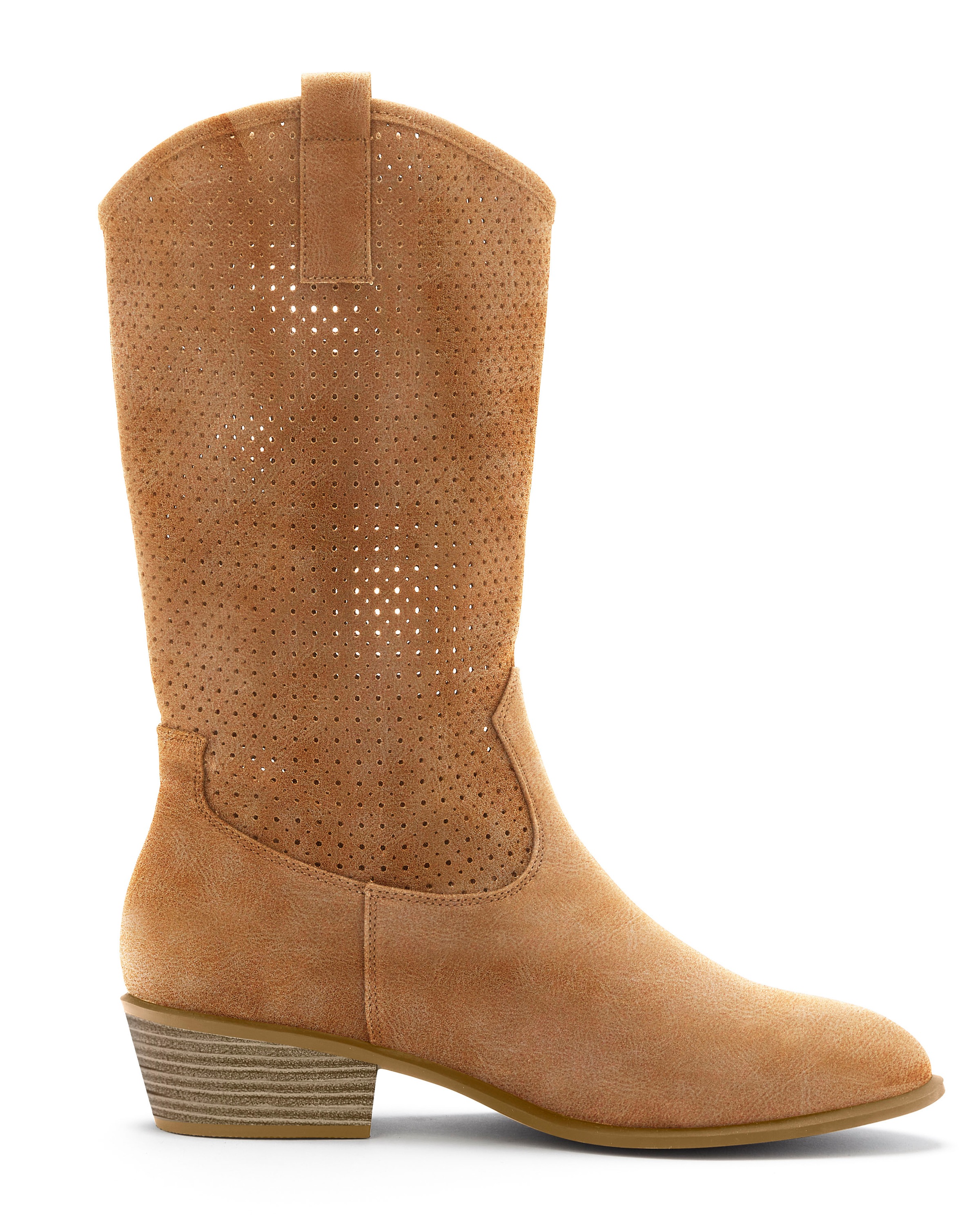 Westernstiefel LASCANA, Damen, Gr. 38, braun (camelfarben), Obermaterial: 100% Textilmaterial. Decksohle: 100% Lederimitat. Futter: 100% Lederimitat. Laufsohle: 100% Synthetik, unifarben, Schuhe Sommerstiefel Cowboystiefel Schlupfstiefel, Sommer Boots, An 3