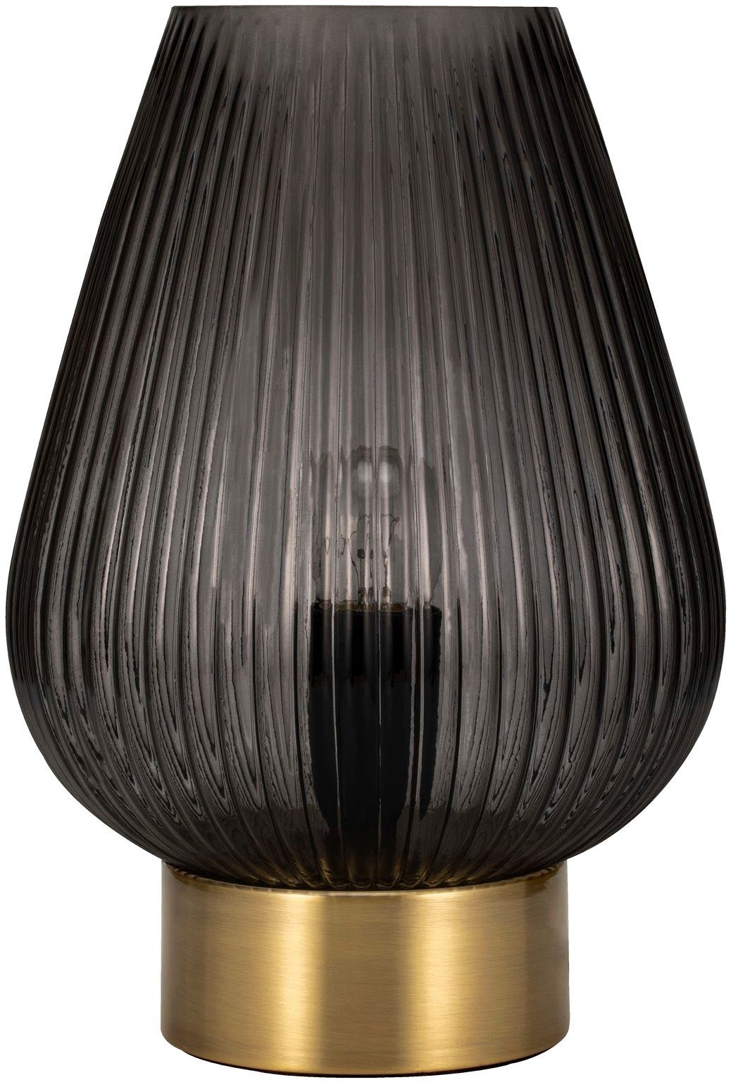 Pauleen Tischleuchte »Crystal Gloom«, 1 flammig, Leuchtmittel E14 | ohne Leuchtmittel, E14, Rauchglas, Messing, Glas, Metall