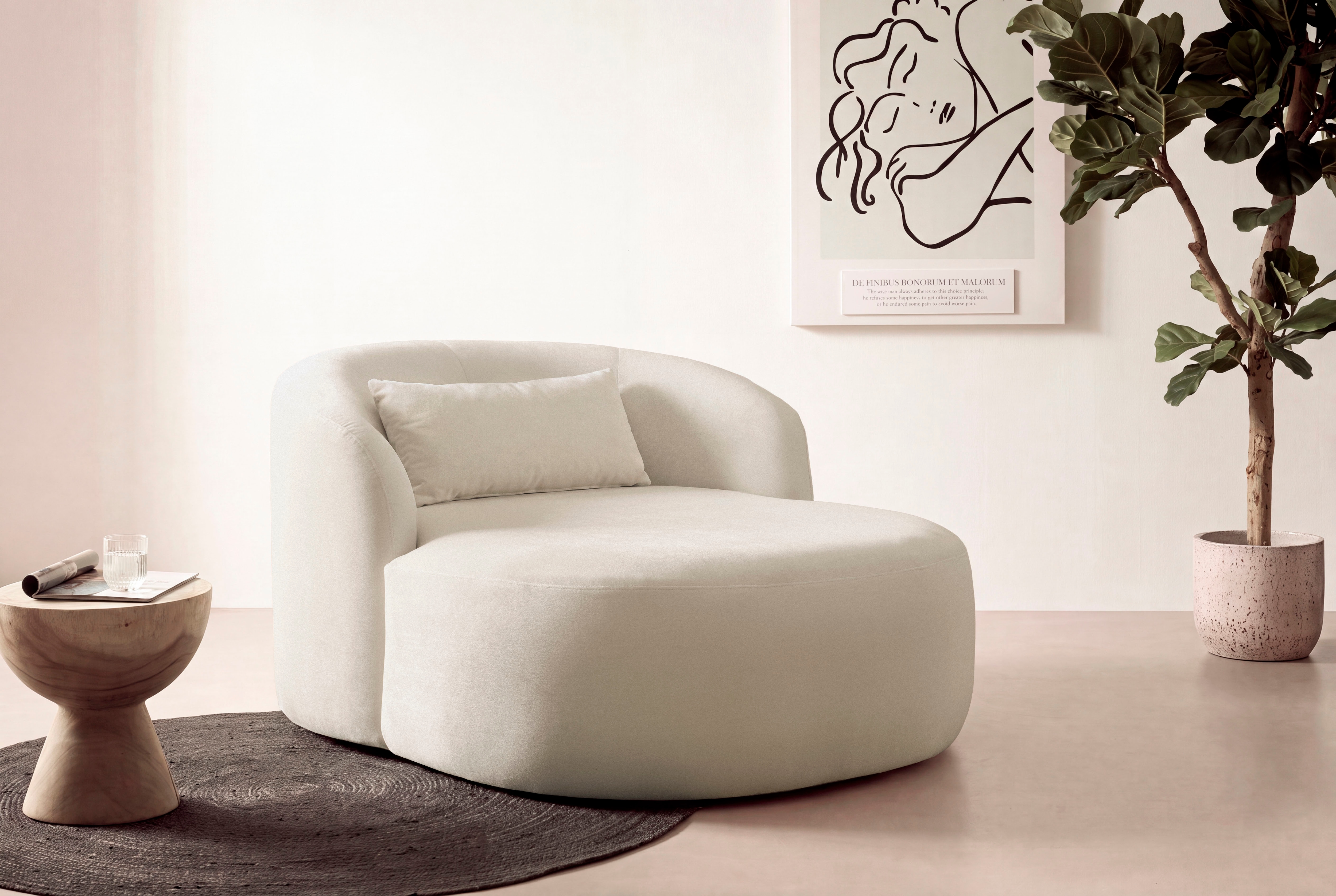 LeGer Home by Lena Gercke XXL-Sessel "Yllara, moderner Lesesessel, Loveseat mit großzügiger Sitzfläche" mit geschwungener Rückenlehne in Samt oder Struktur