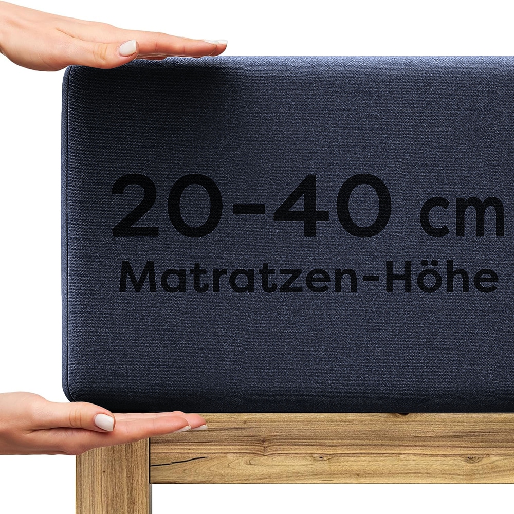 Spannbettlaken WOLKENFELDmarine blau, Jersey, Obermaterial: 95% Baumwolle, 5% Elasthan (LYCRA), Bettlaken, "Boxspringbett Bettlaken - Spannbetttuch