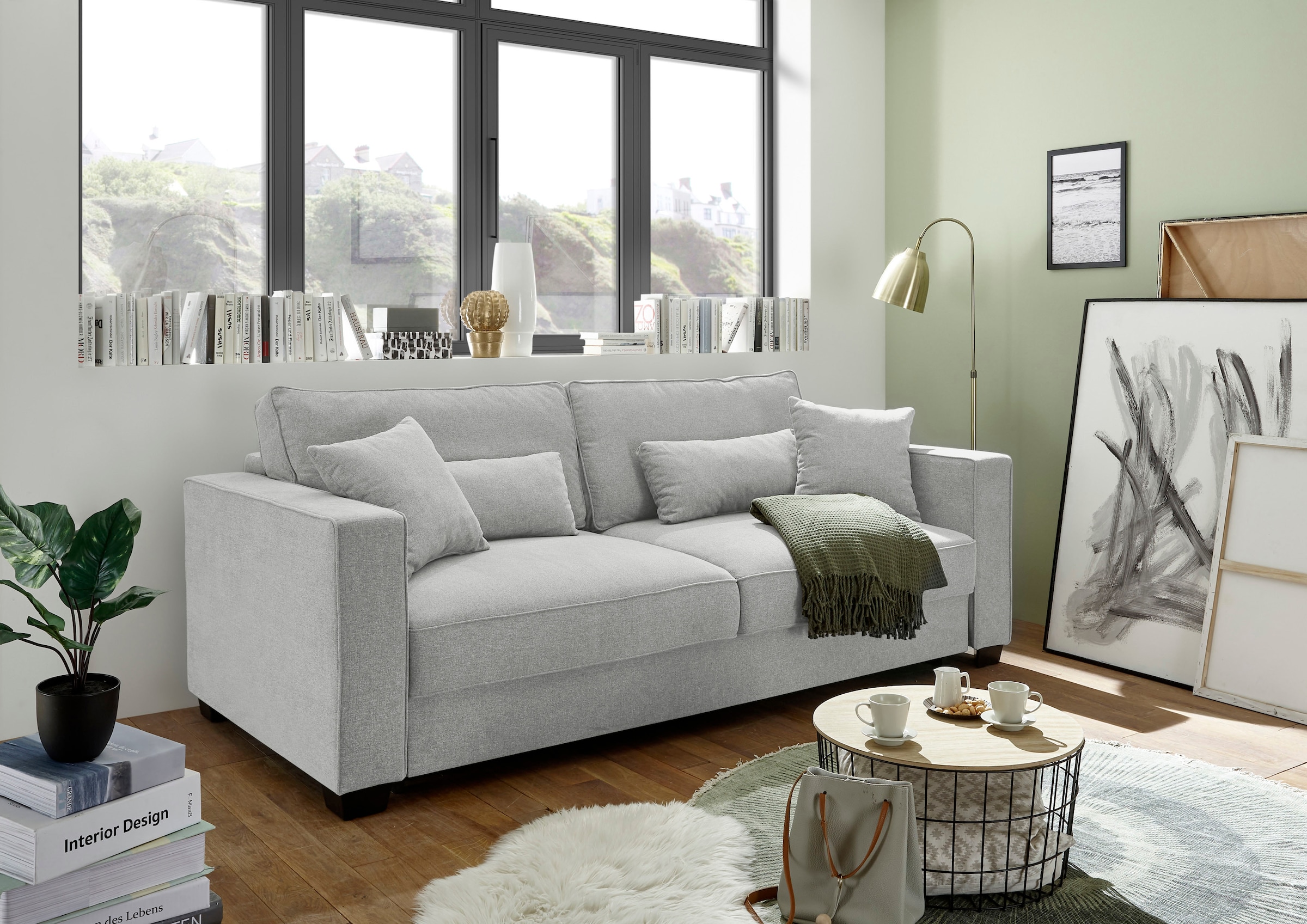 ED EXCITING DESIGN Schlafsofa "Melvin", mit Bettfunktion, Bettkasten, Rücken-, Nieren- und Zierkissen